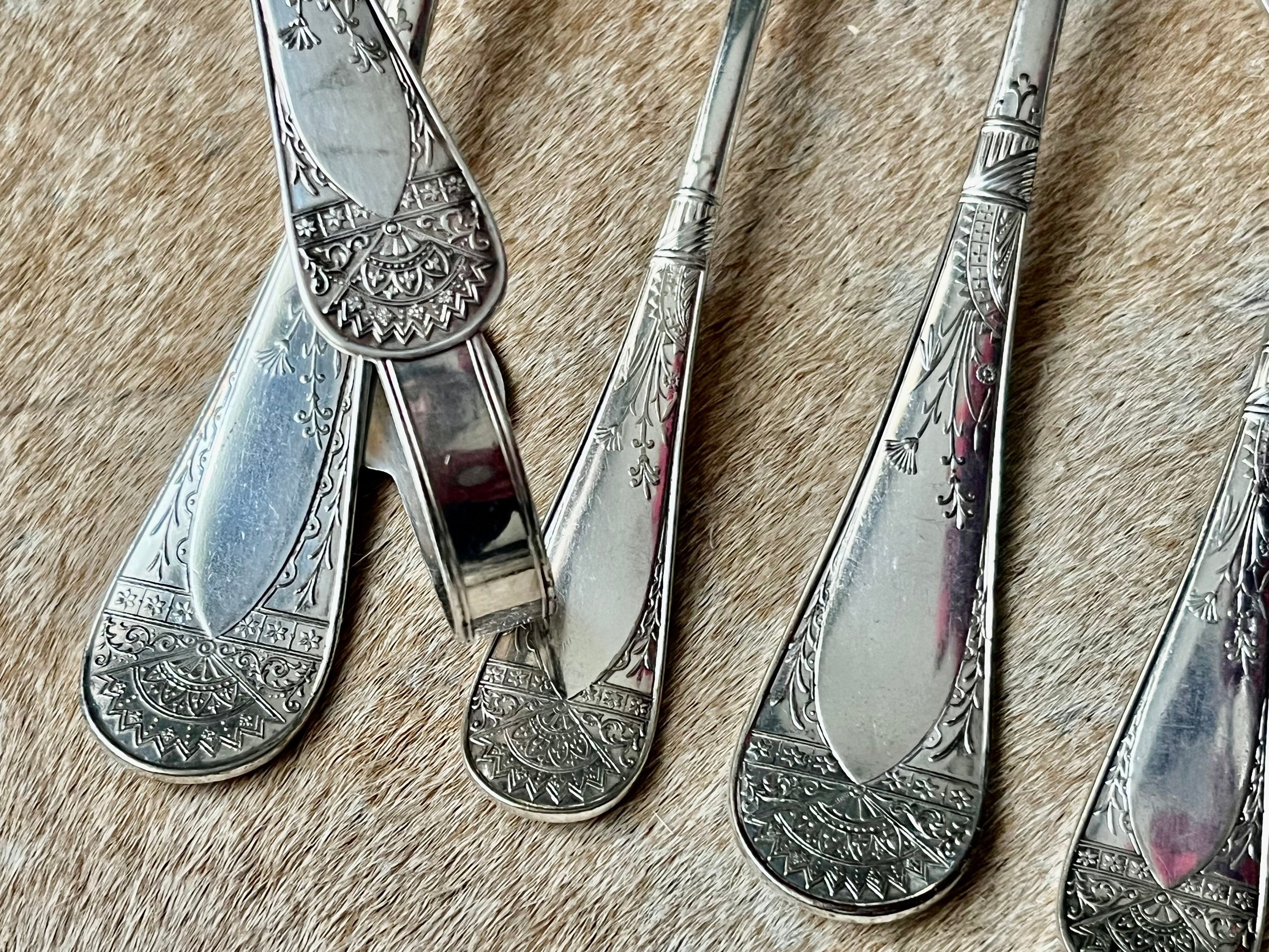 Antique Art Nouveau Silver Plated Serving Set: Shell & Floral Design, 7-Piece, detail view 1