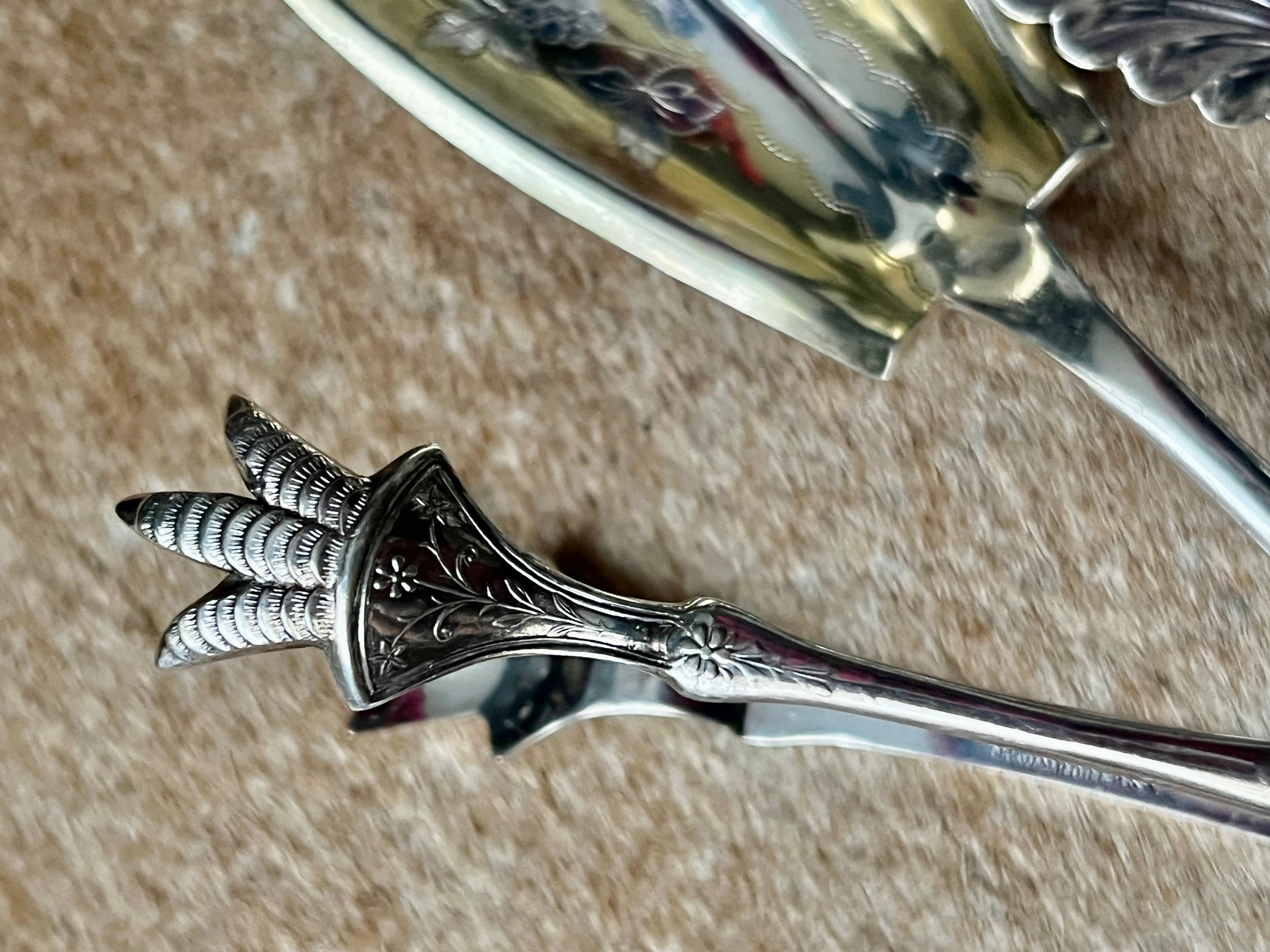 Antique Art Nouveau Silver Plated Serving Set: Shell & Floral Design, 7-Piece, detail view 3