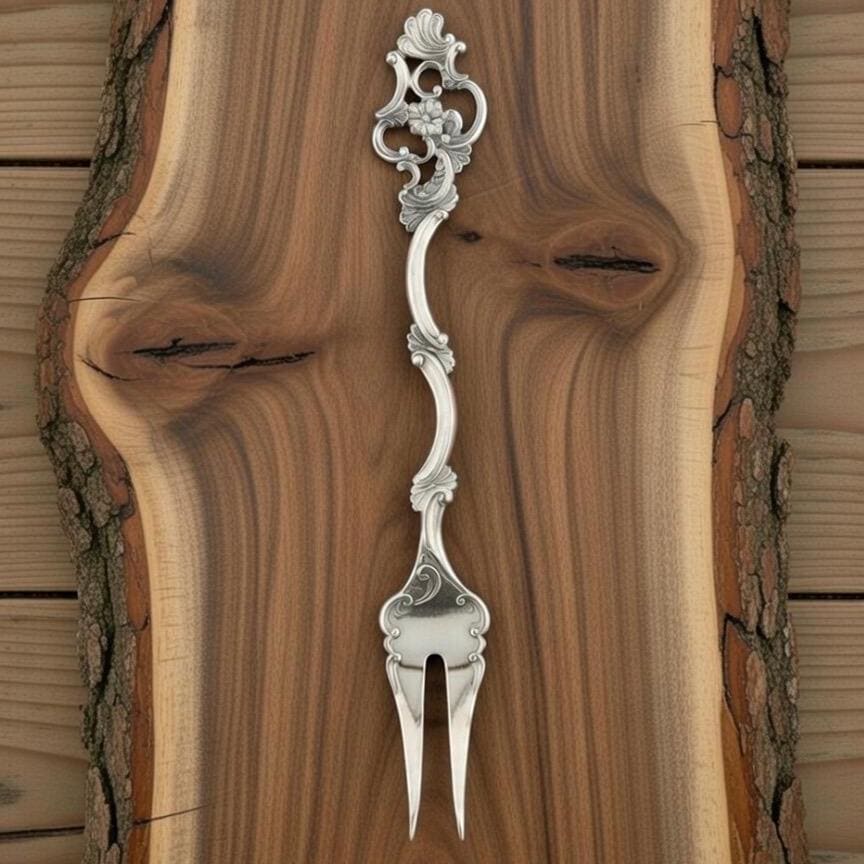 Antique Norwegian 830S Solid Silver Olive Fork –  Hors d’Oeuvre Appetizer Fork, front view