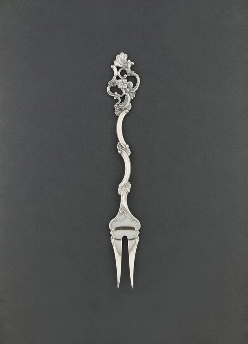 Antique Norwegian 830S Solid Silver Olive Fork –  Hors d’Oeuvre Appetizer Fork, detail view 1