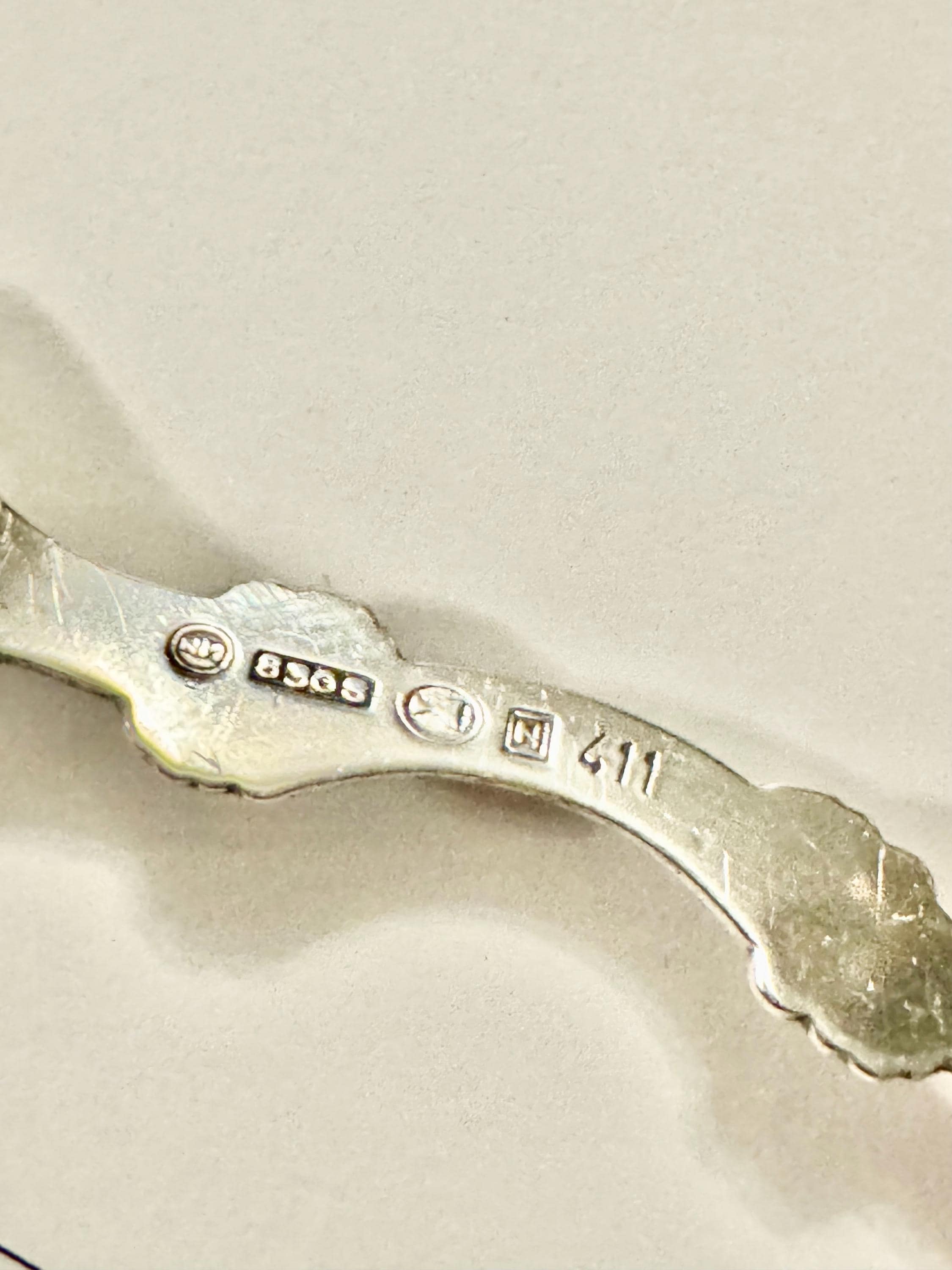 Antique Norwegian 830S Solid Silver Olive Fork –  Hors d’Oeuvre Appetizer Fork, detail view 2