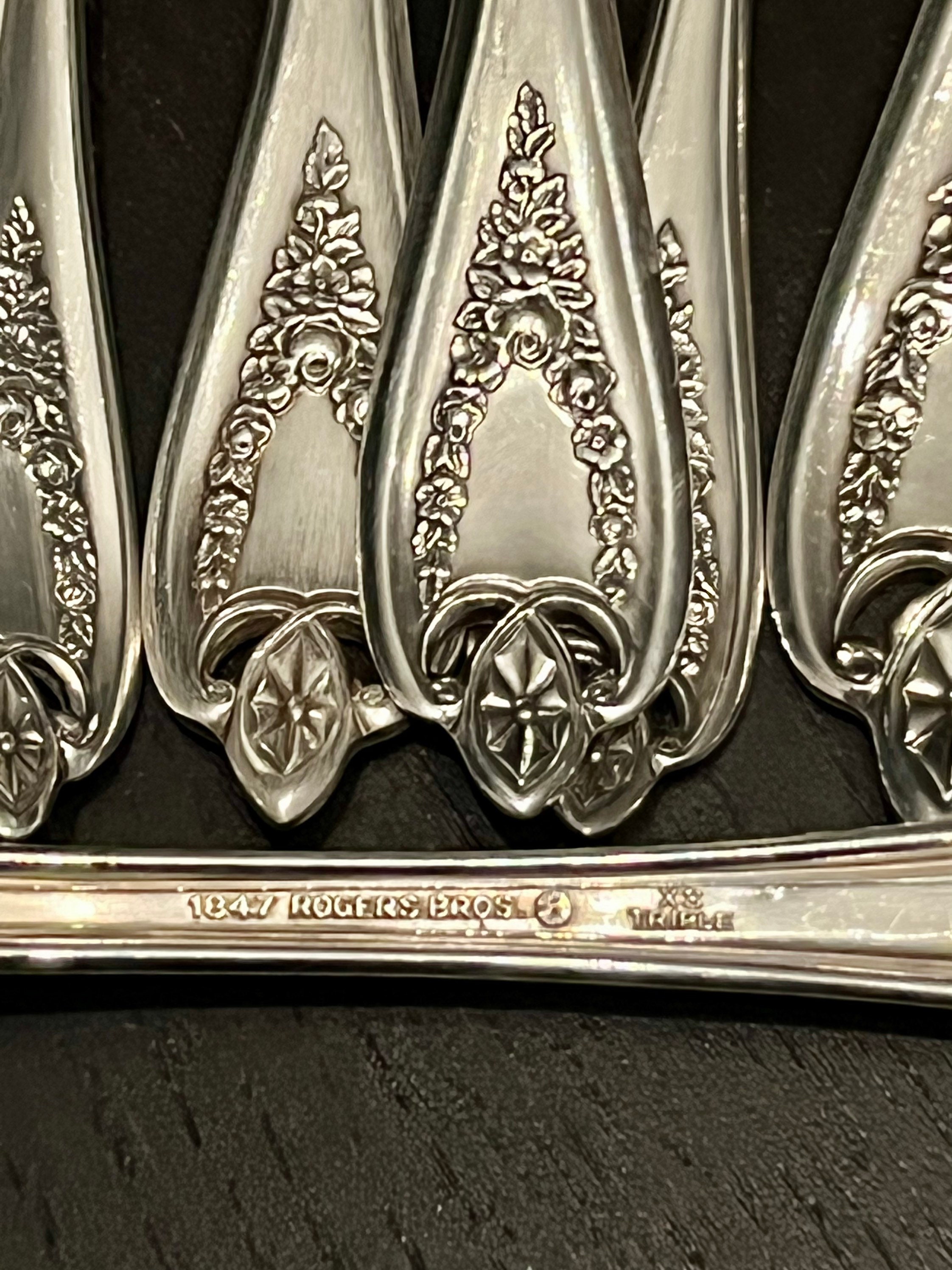 Antique "Old Colony" Serving Set by 1847 Rogers Bros – 12 Pieces Edwardian Silverplate, detail view 2