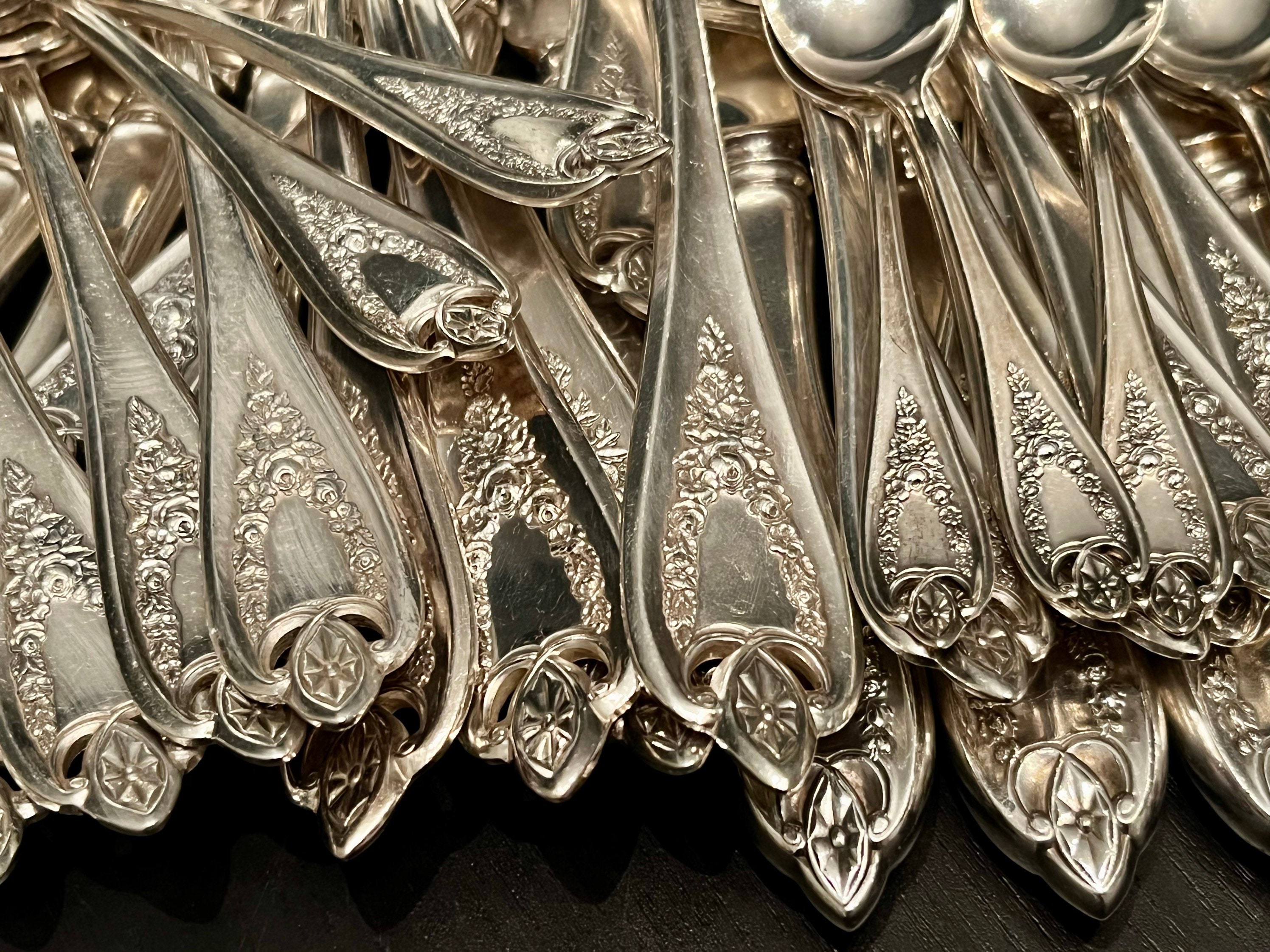 Antique "Old Colony" Serving Set by 1847 Rogers Bros – 12 Pieces Edwardian Silverplate, detail view 3