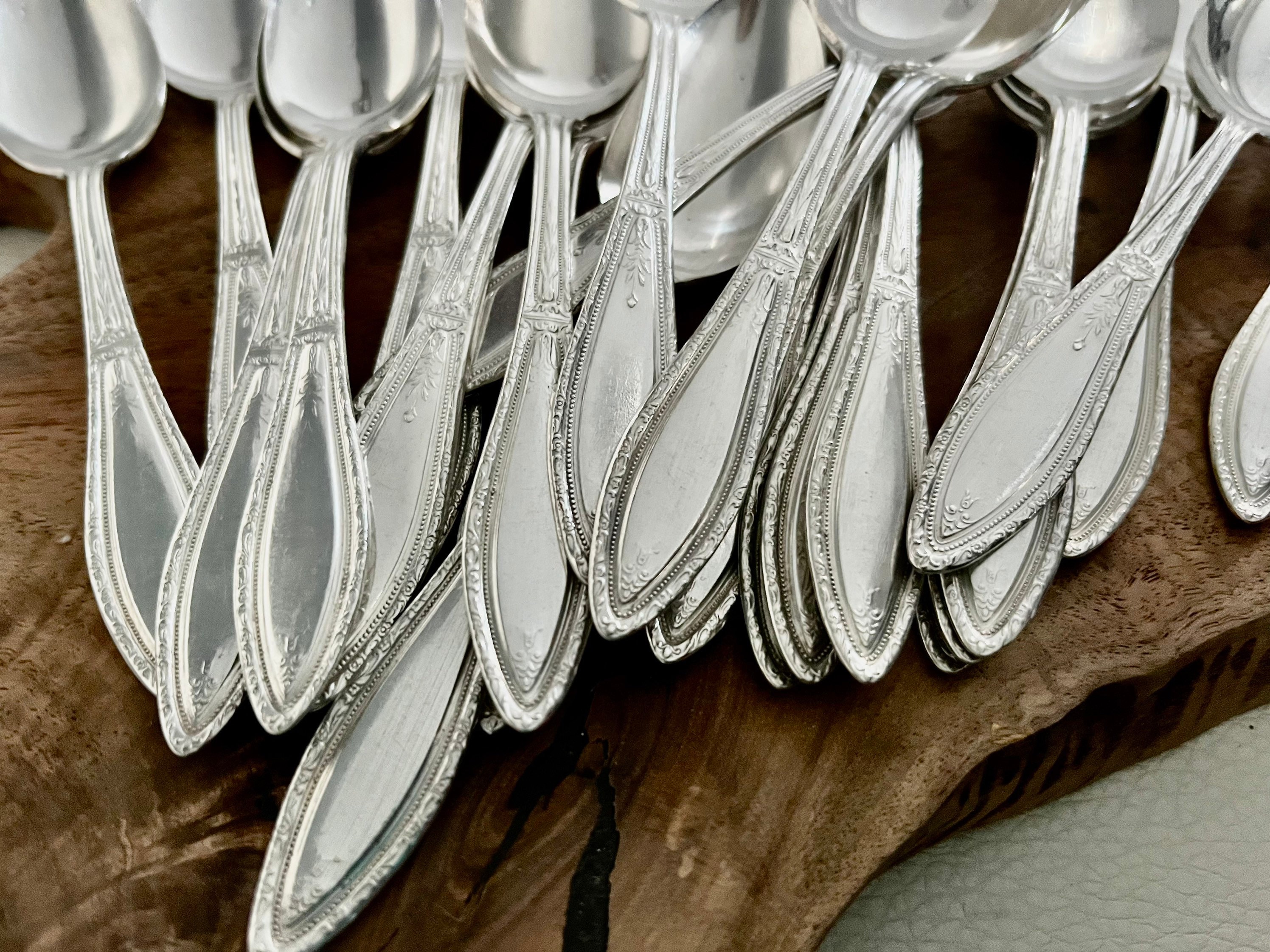 Antique Silver Oneida Mystic-Coronet (Silverplate, 1926) – Antique Silverware - Dessert Spoon Sets, front view