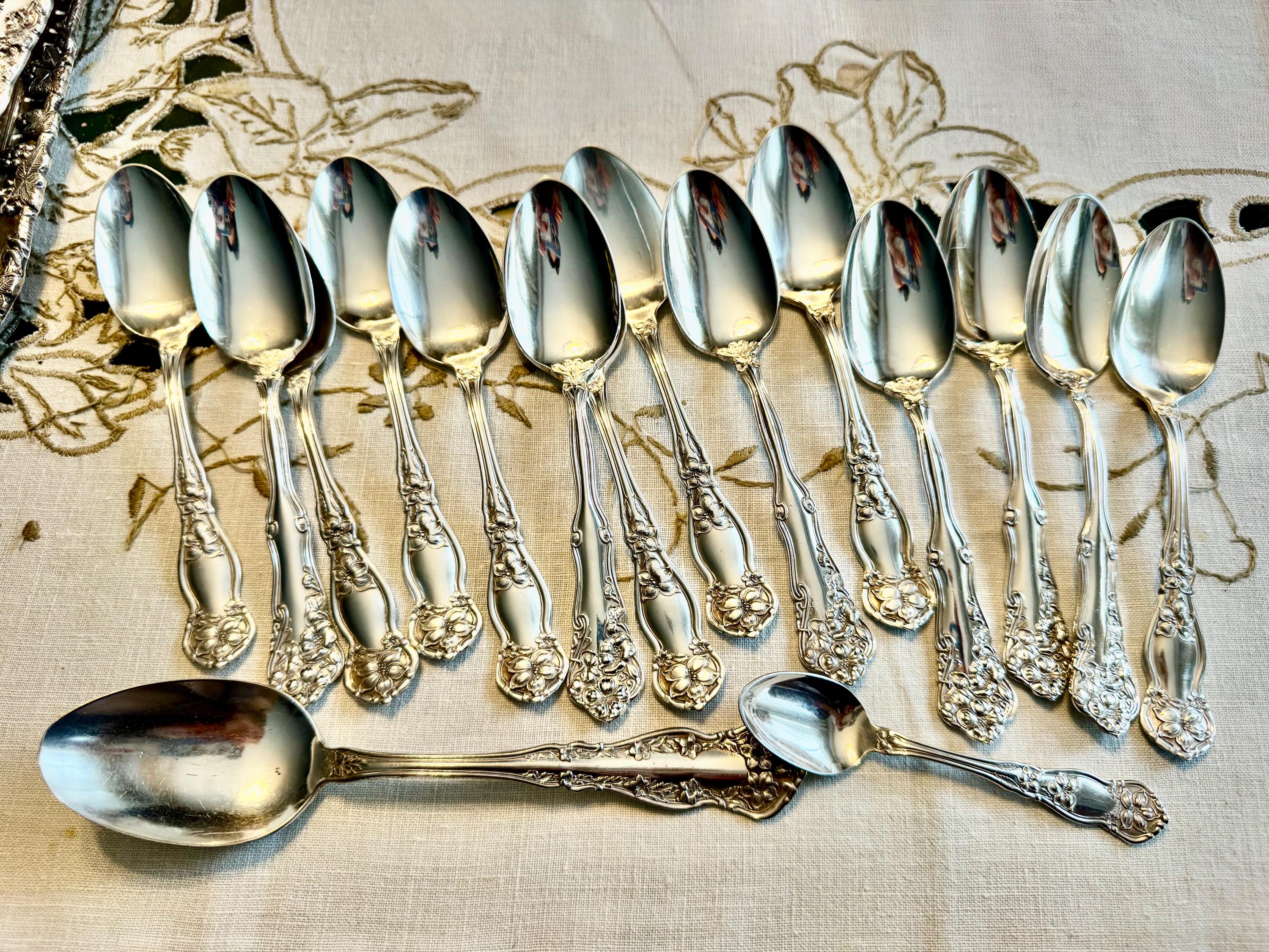 Antique Silver-Plated Spoon Collection – Orange Blossom, Berwick, Chester Patterns, detail view 1