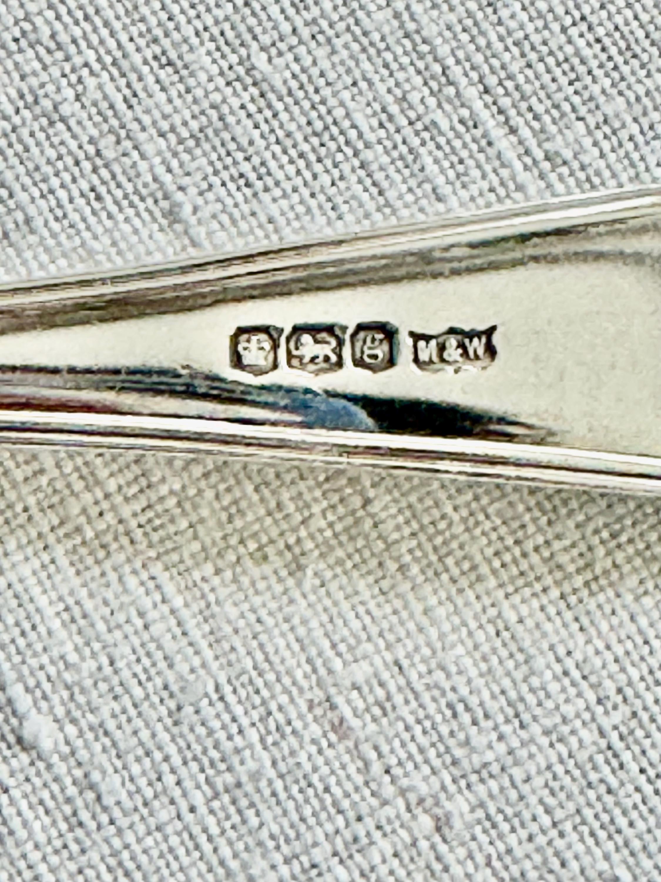 Antique Sterling Silver Dessert Serving Set — Ornate Pierced Spoon & Fork — English Hallmarked — Monogram “D”, detail view 3