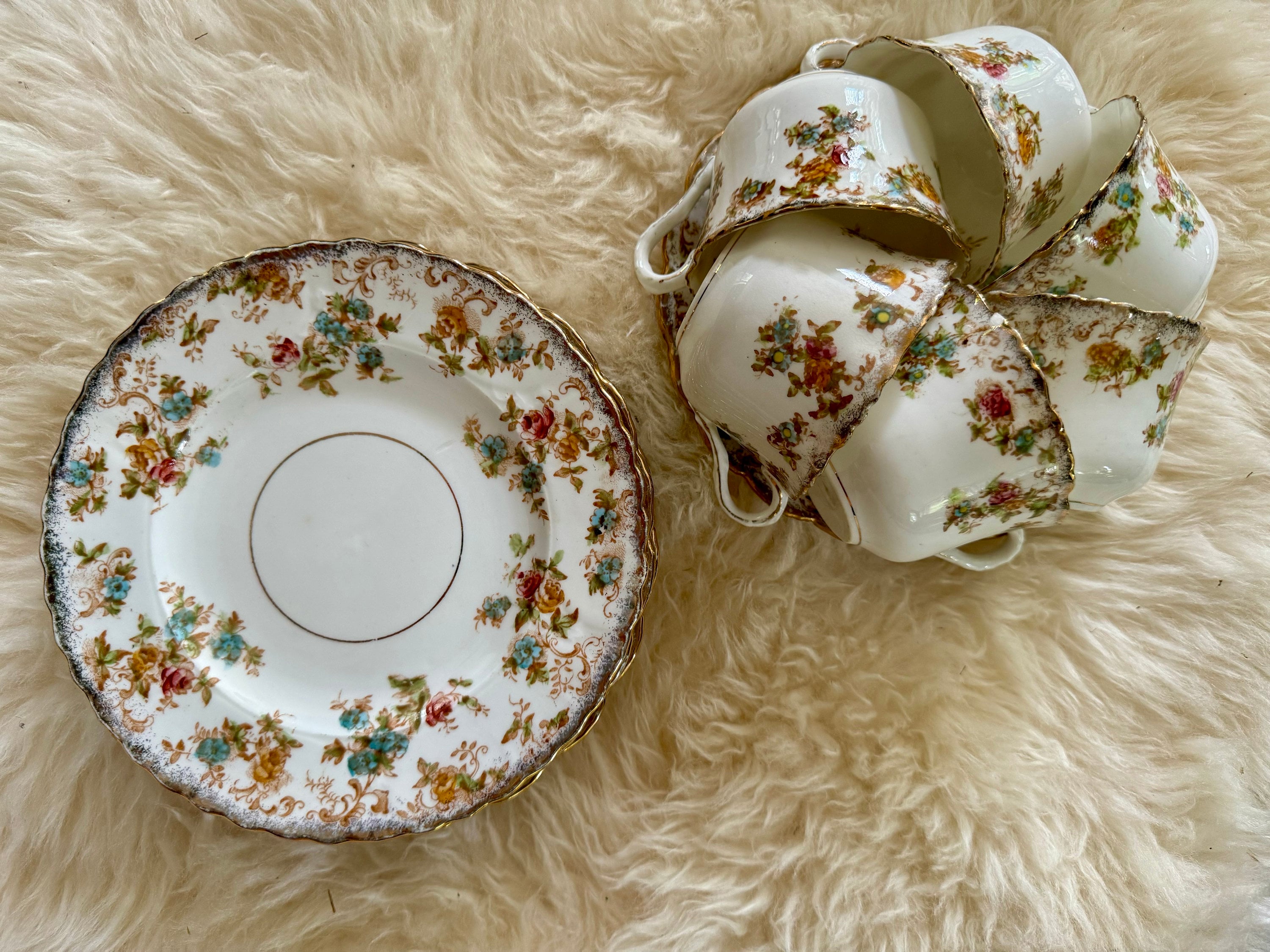 Antique Thomas Poole Royal Stafford China Dessert Set circa 1912, detail view 3