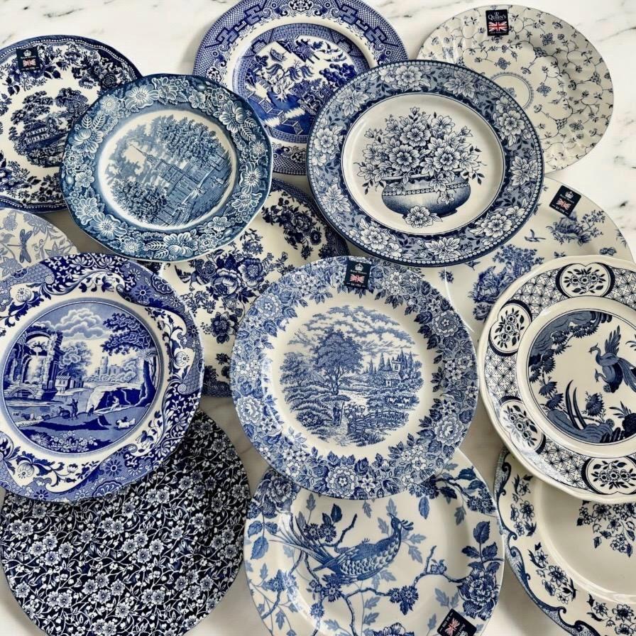 Blue & White Dinner Plate | Vintage-Inspired English Earthenware | Made in England, front view