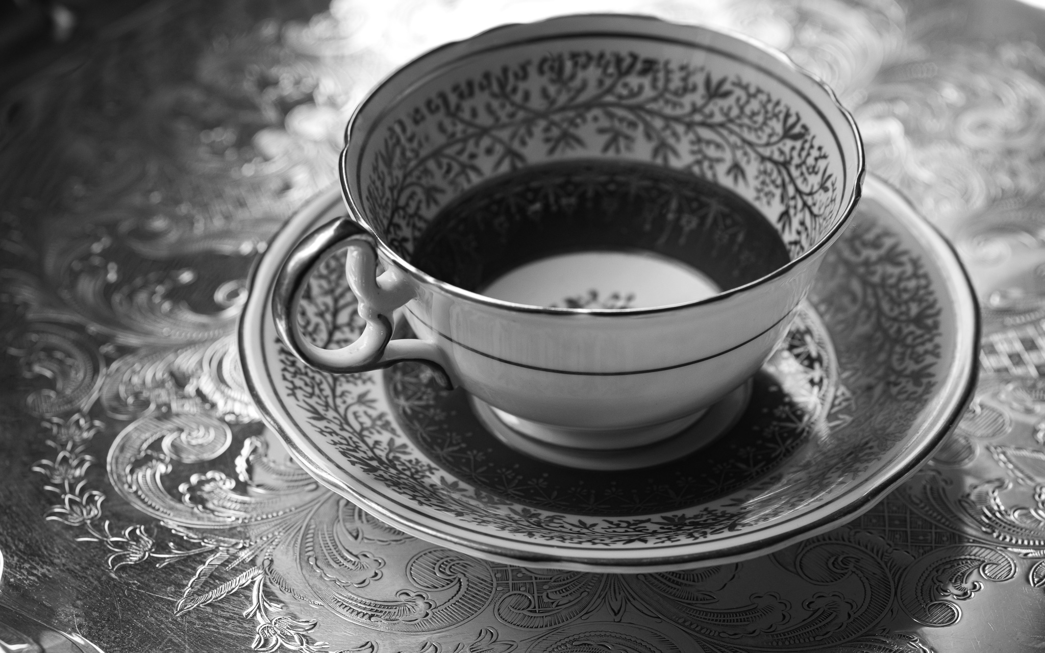 Elegant tea setting with vintage china