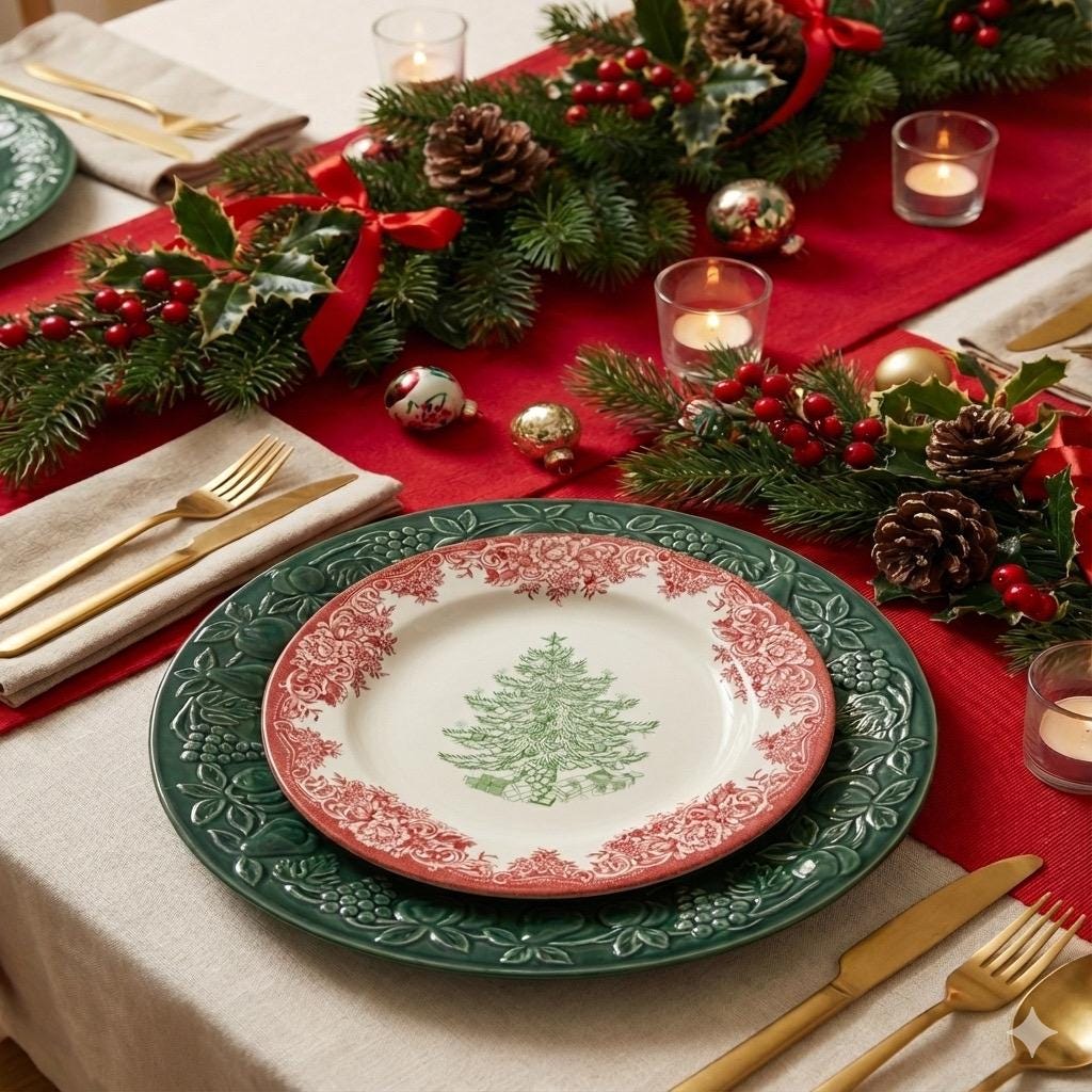 Corelle Stoneware Dinner Plate – 10.5” – Deep Green Fruit Border – Made in Thailand, detail view 1