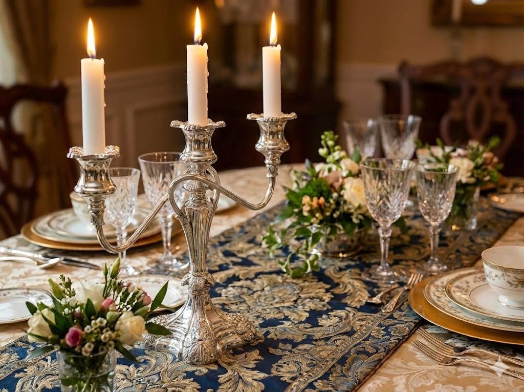 Coronet Plate Silverplate – Extremely Heavy Triple-Arm Candelabra, detail view 1