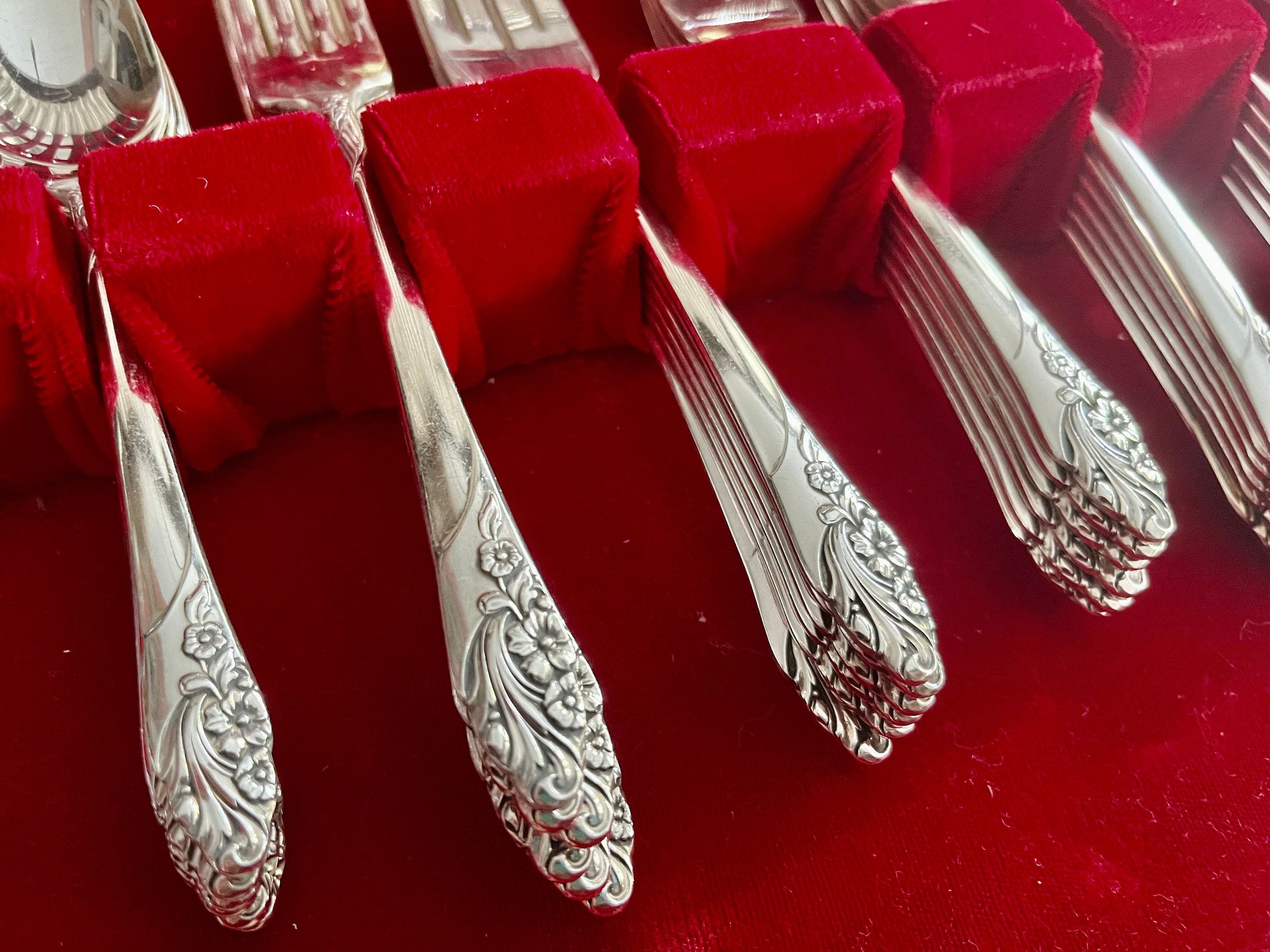 Evening Star (1950) Vintage Community Silver Plated Silverware - Complete Set for 12 Persons Plus Extras, front view