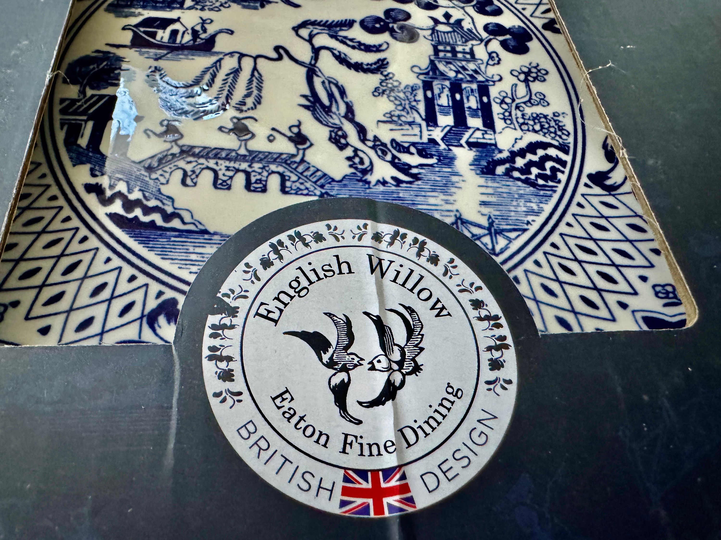 NEW English Blue Willow - Set of 4 Plates -  Eaton Fine Dining - British Design, detail view 5