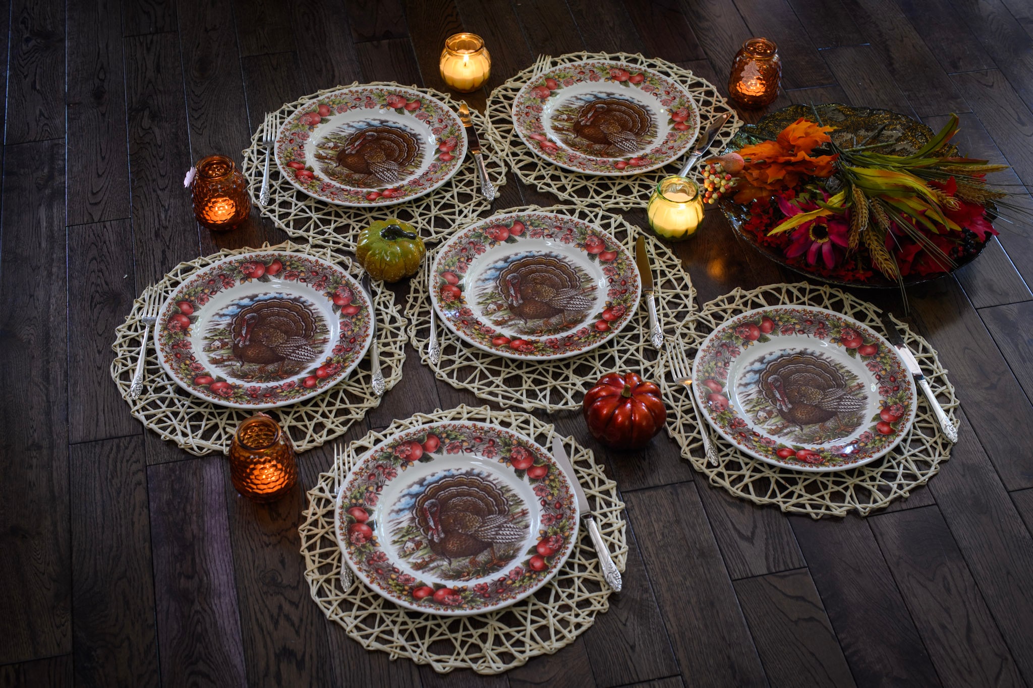 New Transferware Fall Thanksgiving Theme - Dinner Plates 11” - Royal Stafford - Made in England, detail view 3