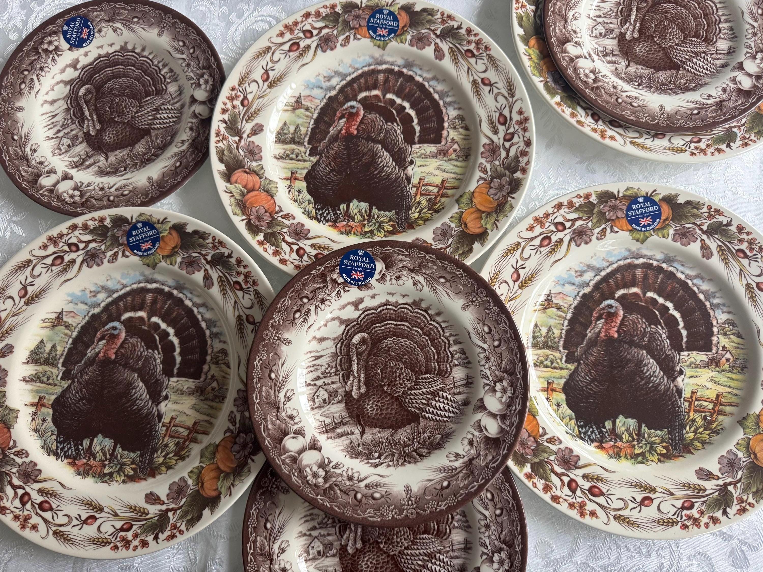 New Transferware Fall Thanksgiving Theme - Salad Plates - Royal Stafford - Made in England, detail view 1
