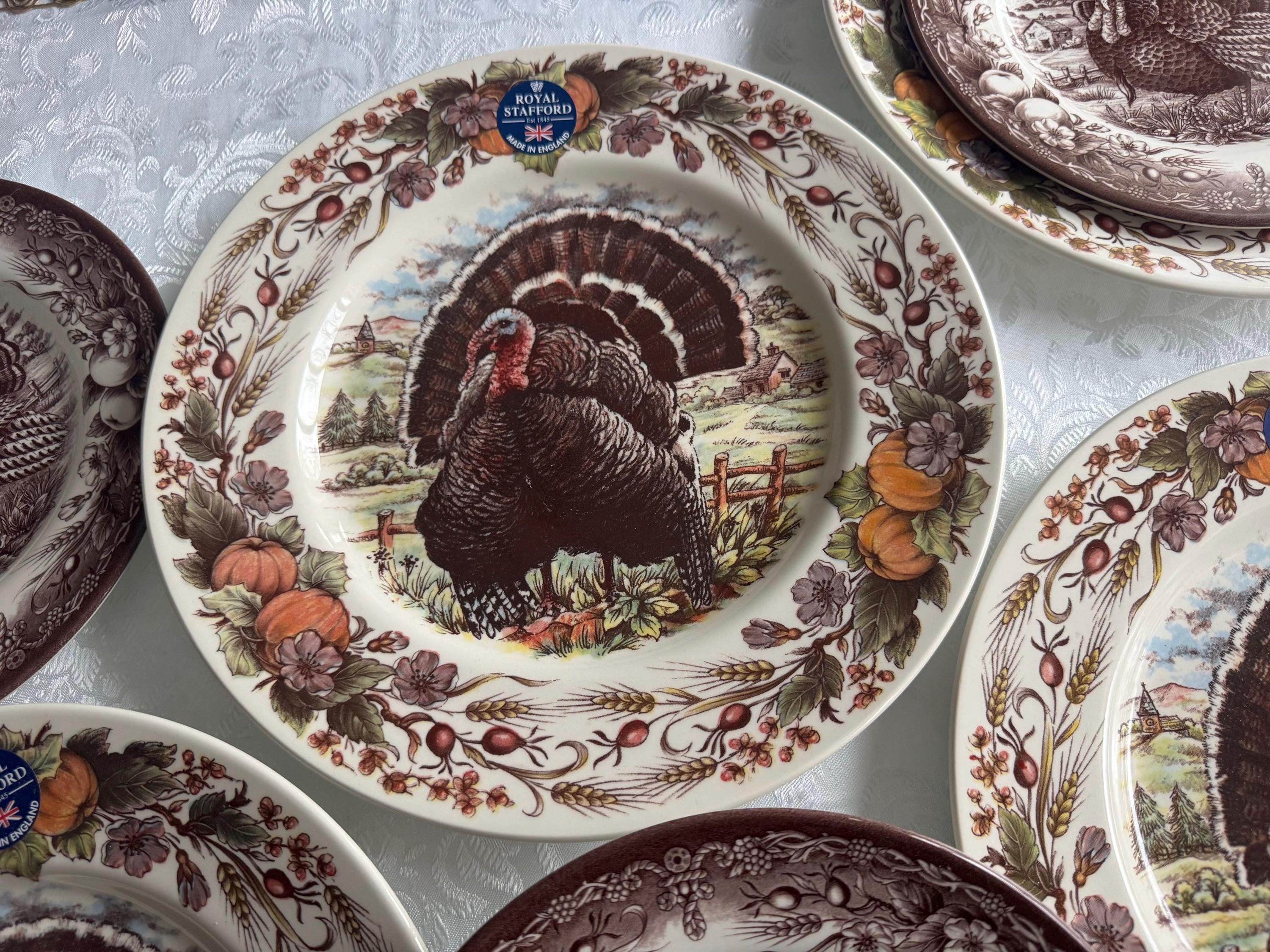 New Transferware Fall Thanksgiving Theme - Salad Plates - Royal Stafford - Made in England, detail view 3