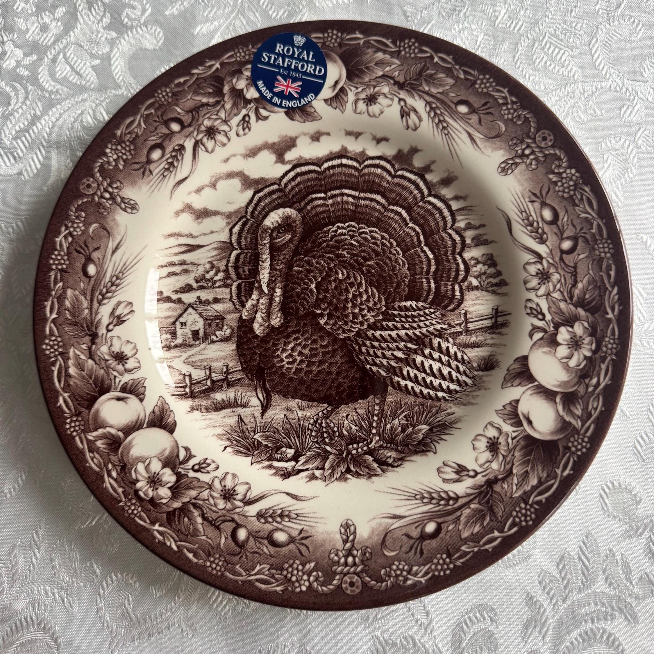 New Transferware Fall Thanksgiving Theme - Salad Plates - Royal Stafford - Made in England, detail view 4