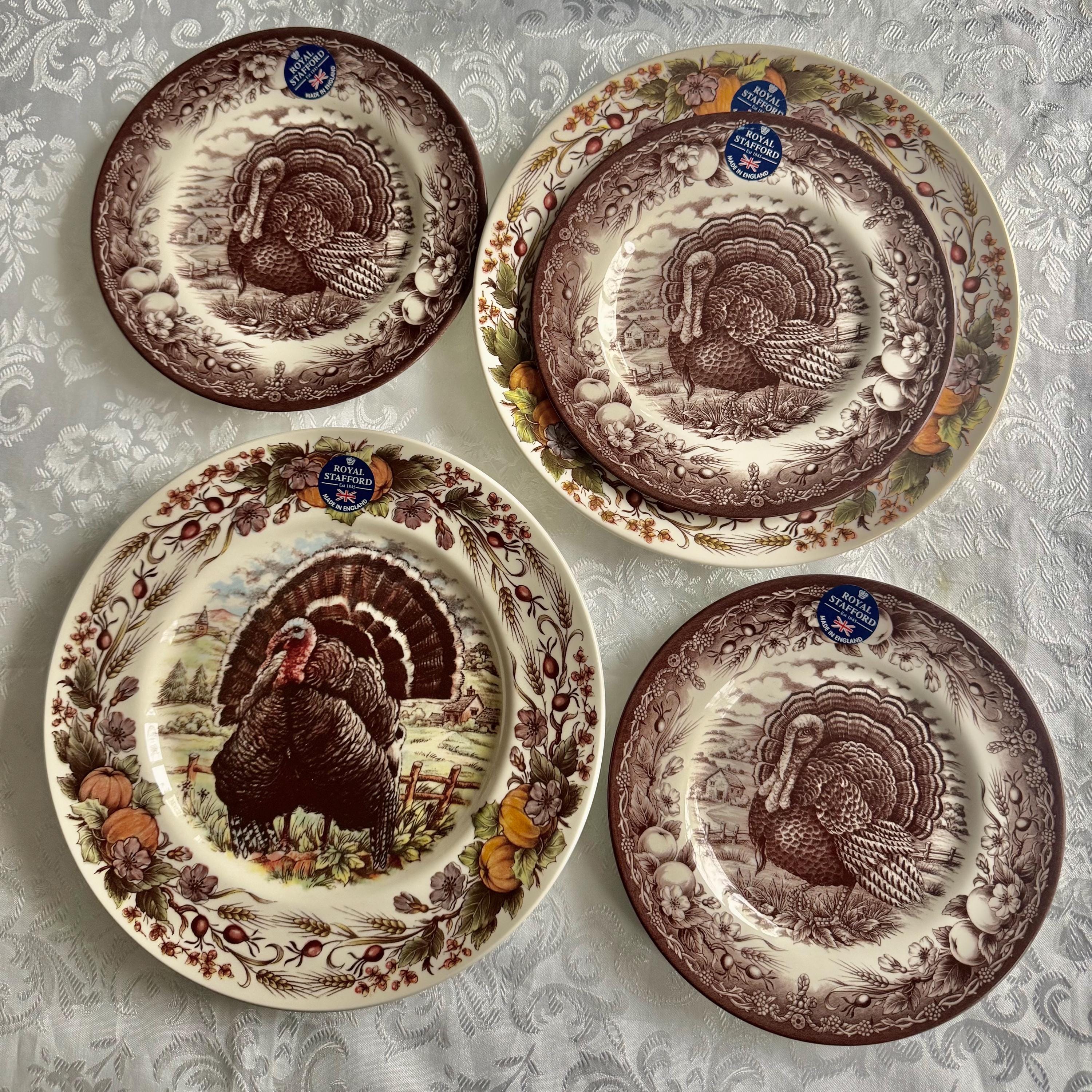 New Transferware Fall Thanksgiving Theme - Salad Plates - Royal Stafford - Made in England, detail view 6