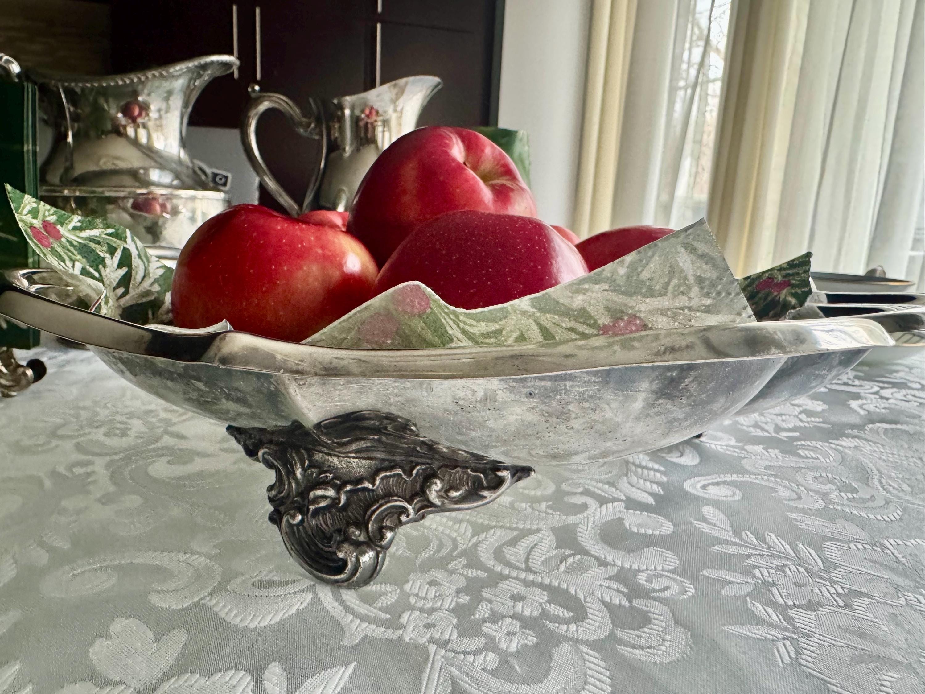 Ornate Viking Plate Footed Fruit Bowl – 12” Wide –  Made in Canada, detail view 2