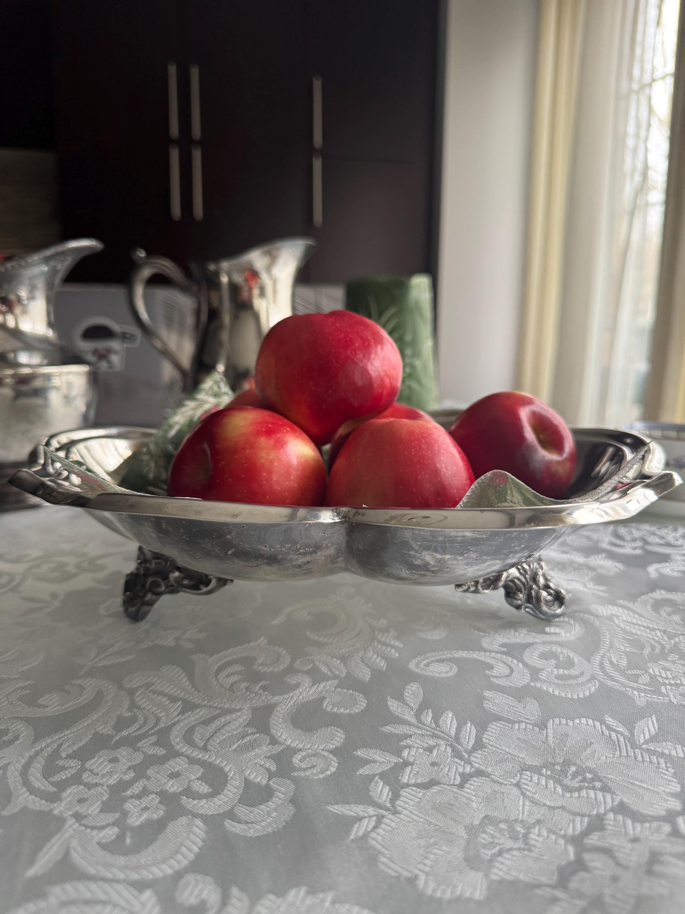 Ornate Viking Plate Footed Fruit Bowl – 12” Wide –  Made in Canada, detail view 5