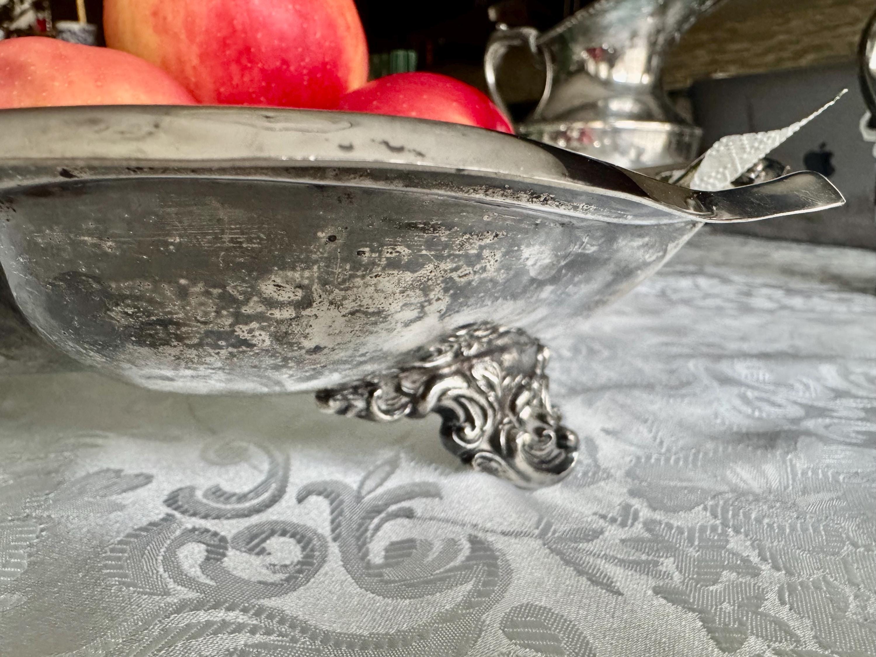 Ornate Viking Plate Footed Fruit Bowl – 12” Wide –  Made in Canada, detail view 8