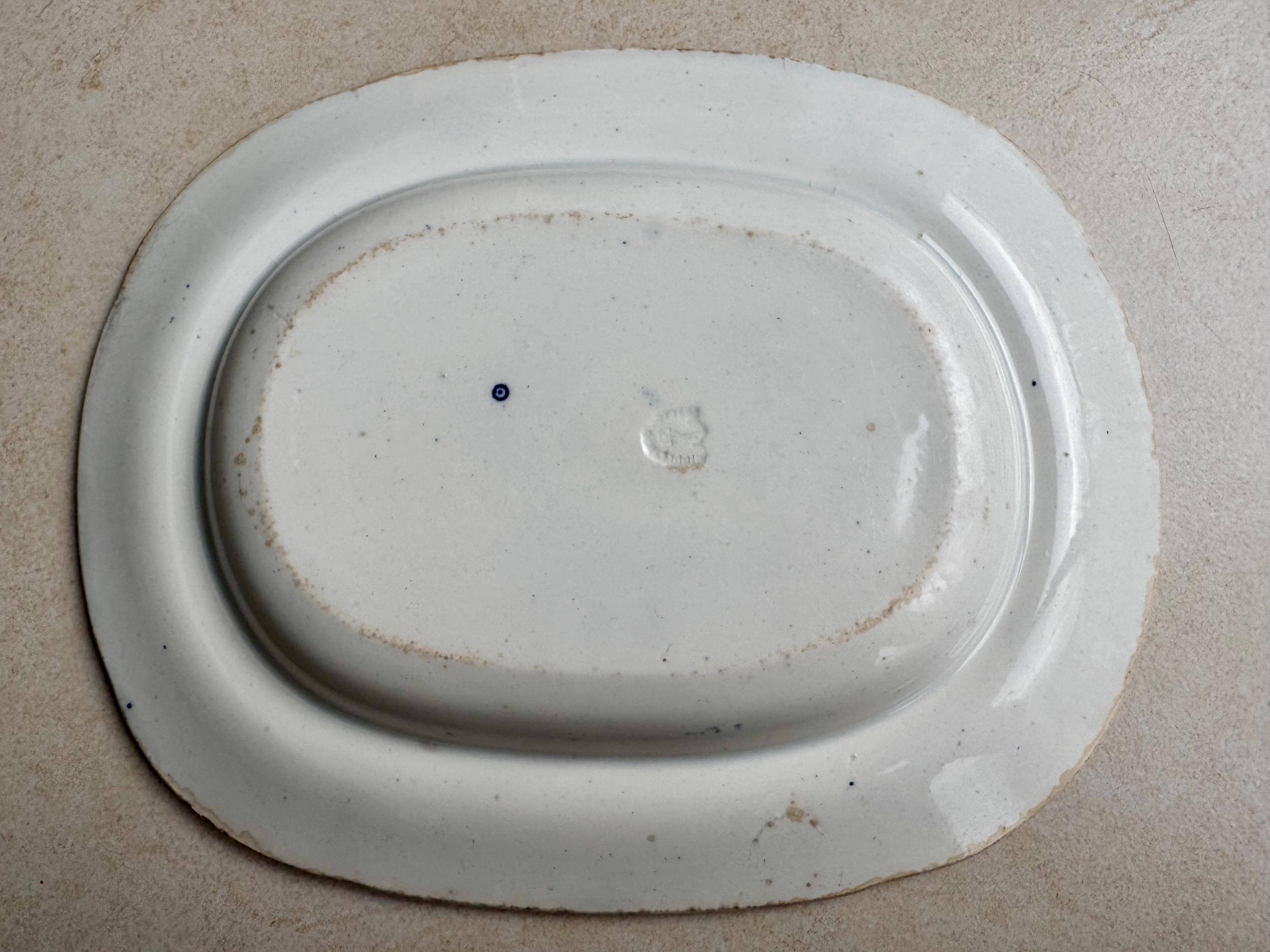 Rare Unique Antique Blue & White Transferware Wall Plate Collection – 5-Piece Assortment, detail view 3