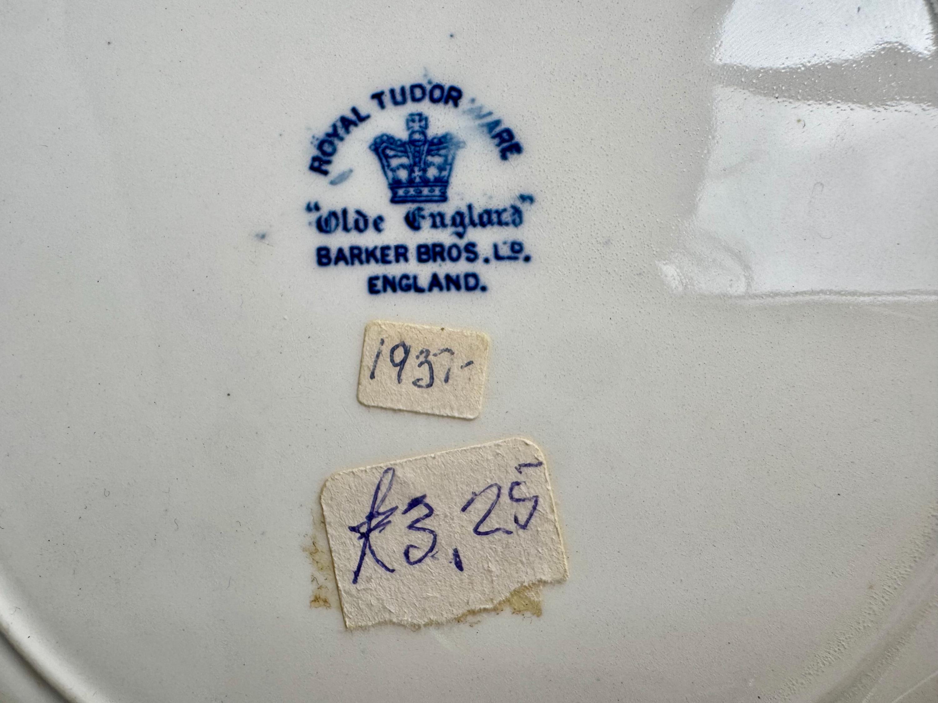 Rare Unique Antique Blue & White Transferware Wall Plate Collection – 5-Piece Assortment, detail view 7