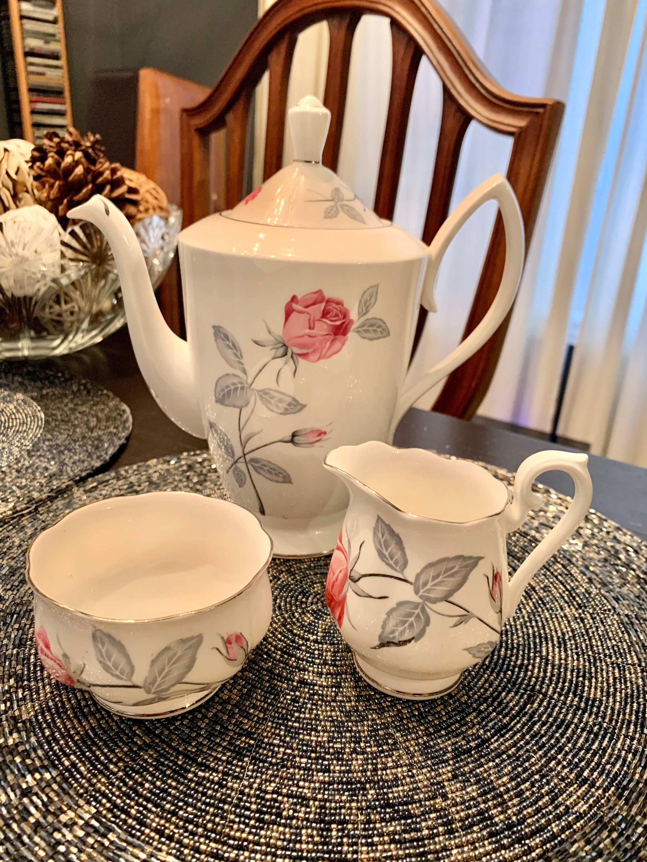 Rare Vintage Royal Albert “Trent Rose” Dinner or Tea Set, front view