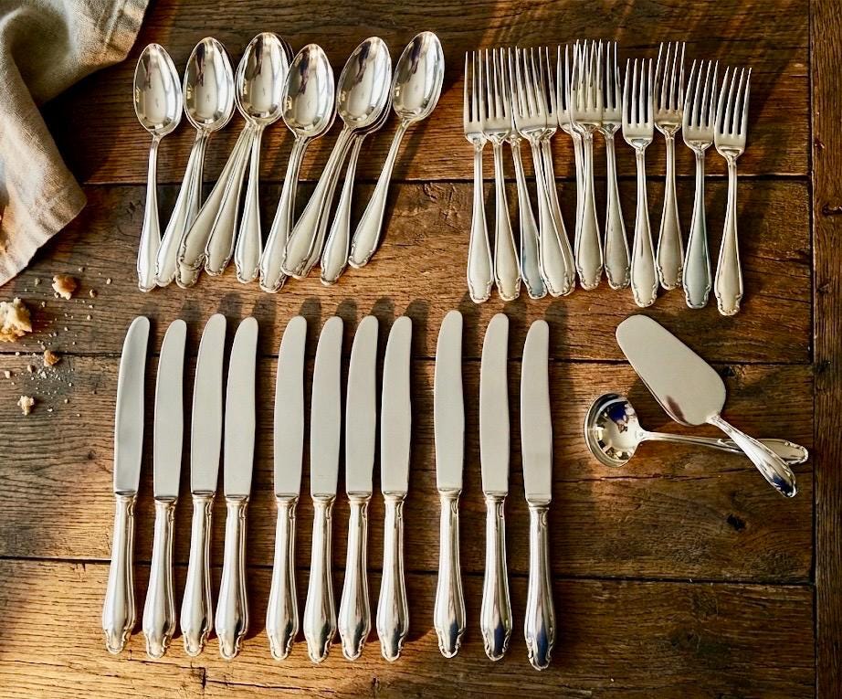 Rostfrei Solingen Silverplate Flatware – Complete Service for 11 + Extras – Germany, front view