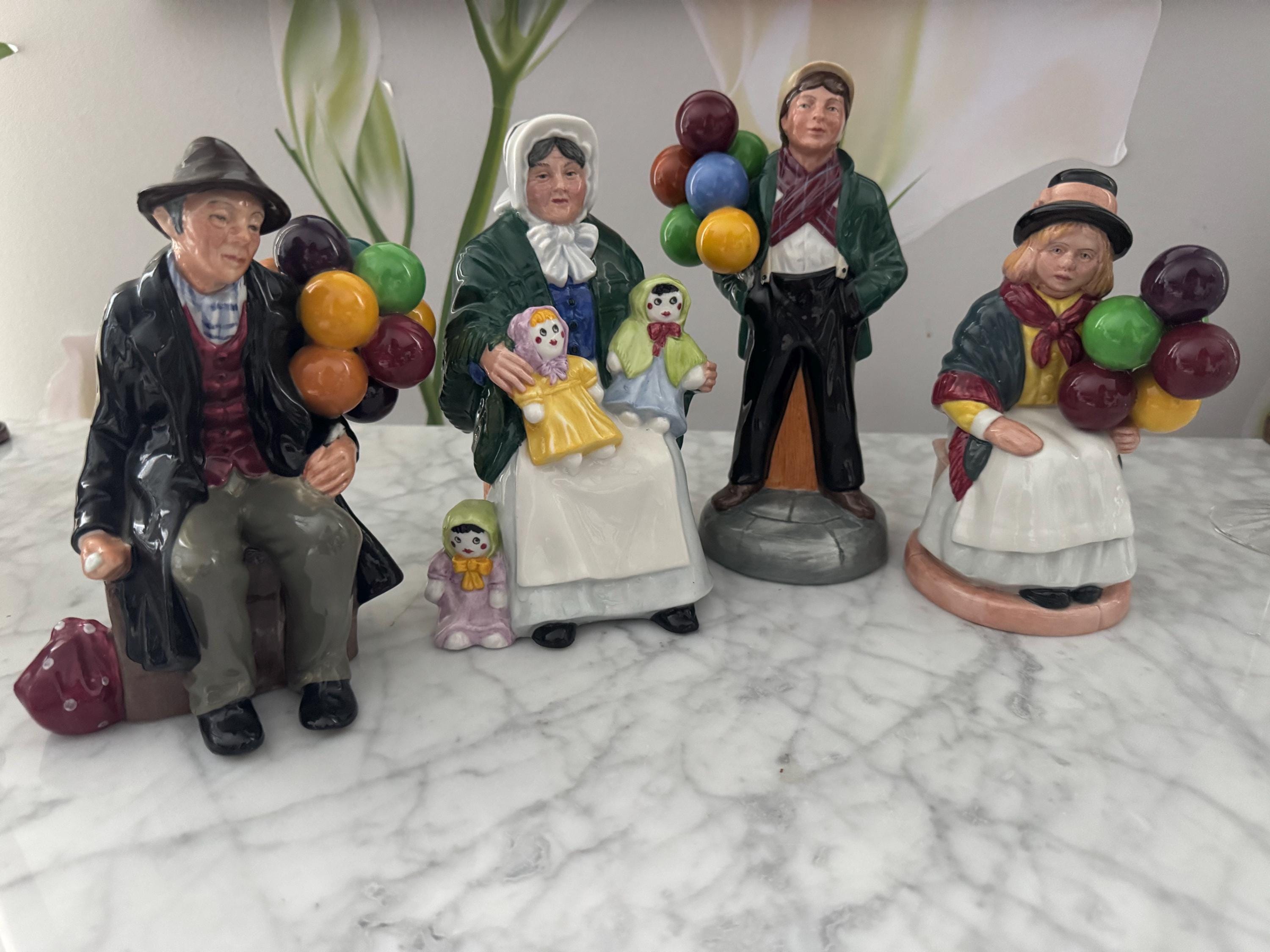 Royal Doulton Balloon Sellers Figurines, Hand-Painted English Porcelain, Vintage Collectible, front view