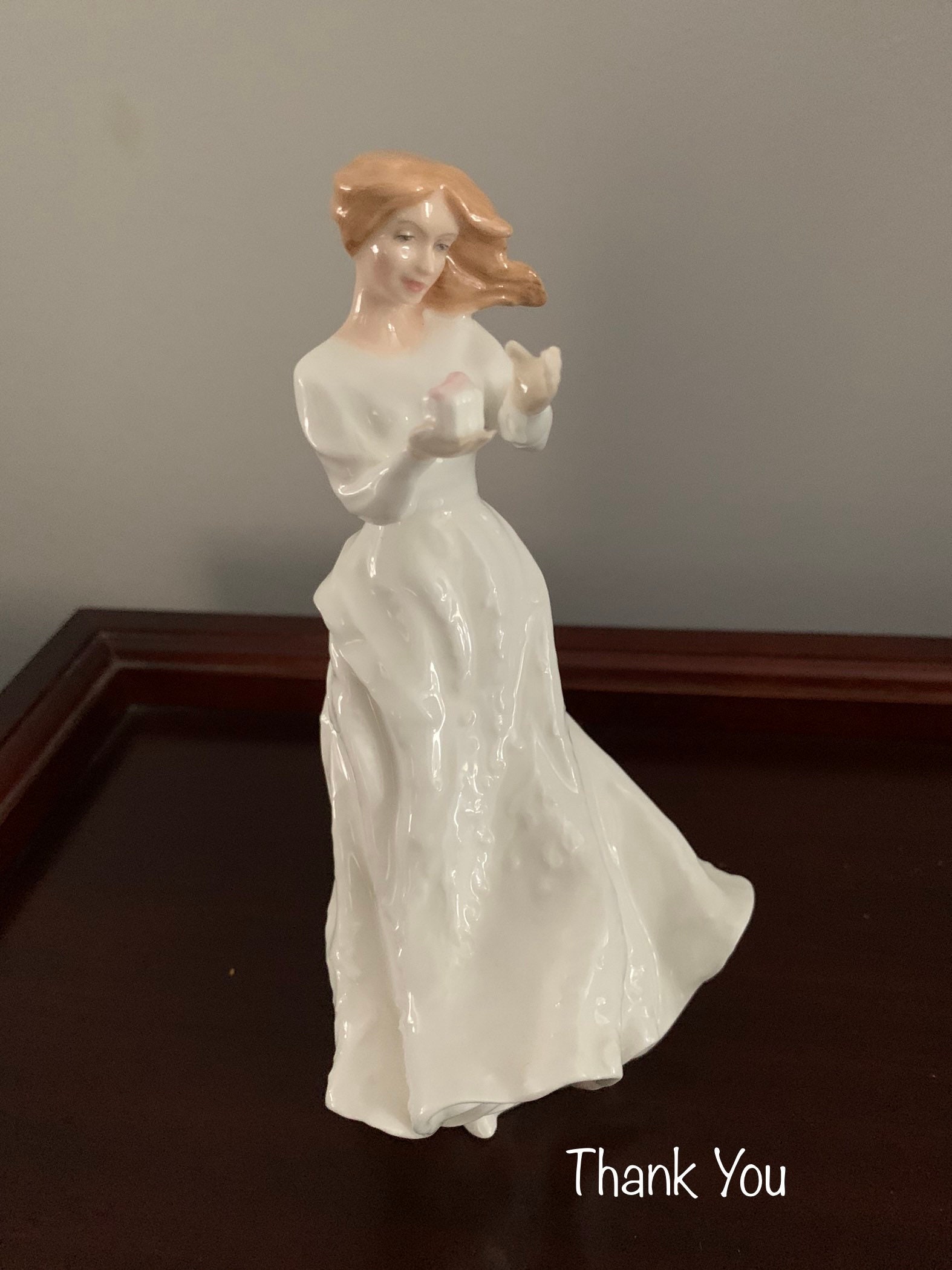 Royal Doulton “With Love” (1992) – HN 3393 – sentiments & white christmas collection – mint condition, detail view 9