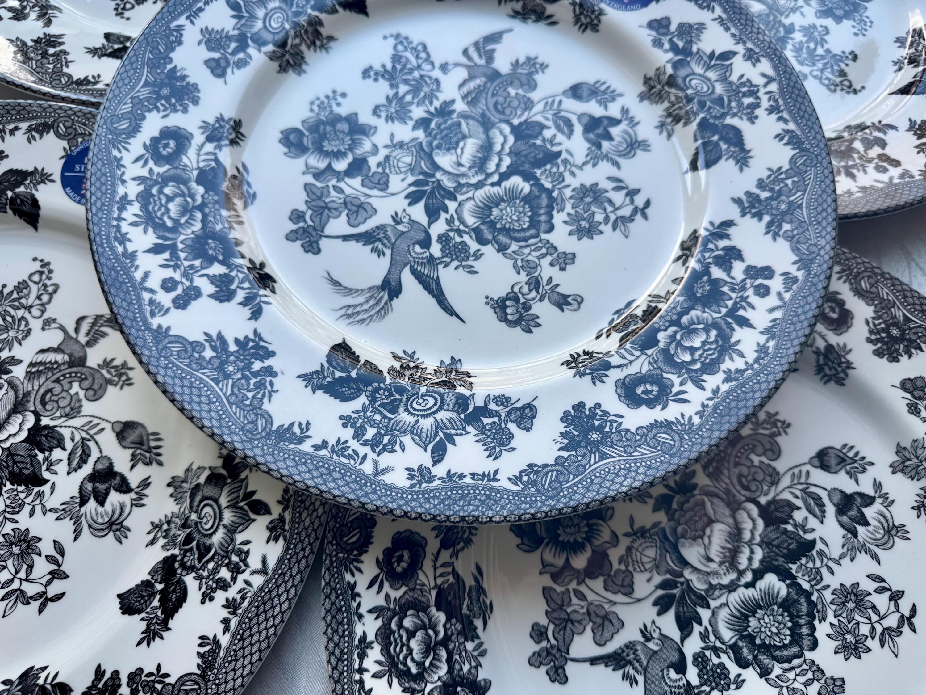 Royal Stafford Asiatic Pheasant Plates or Bowls - Black Transferware Set, detail view 5