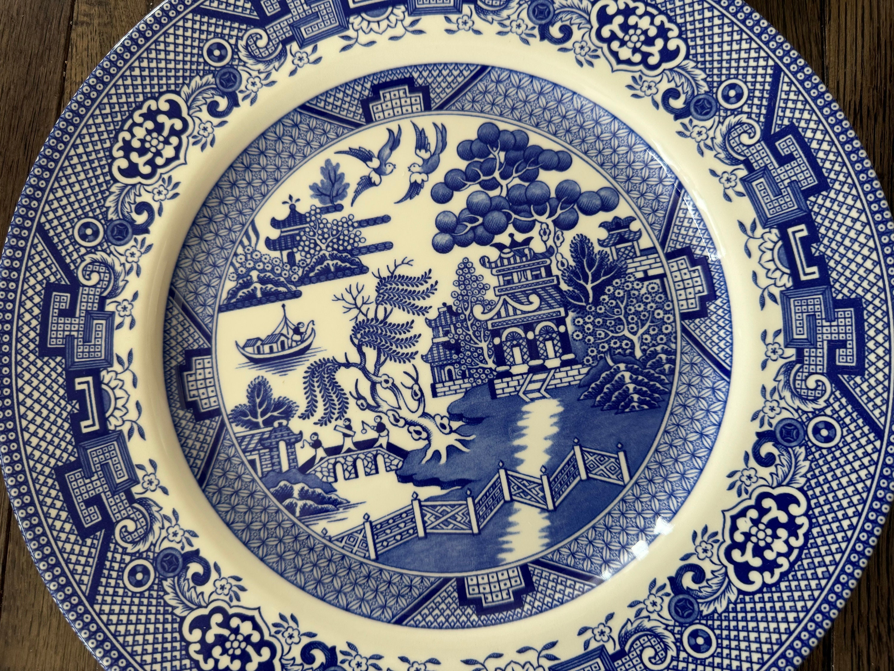 Royal Stafford Blue Willow Dinner Plates 10.75” — Made in England, detail view 1