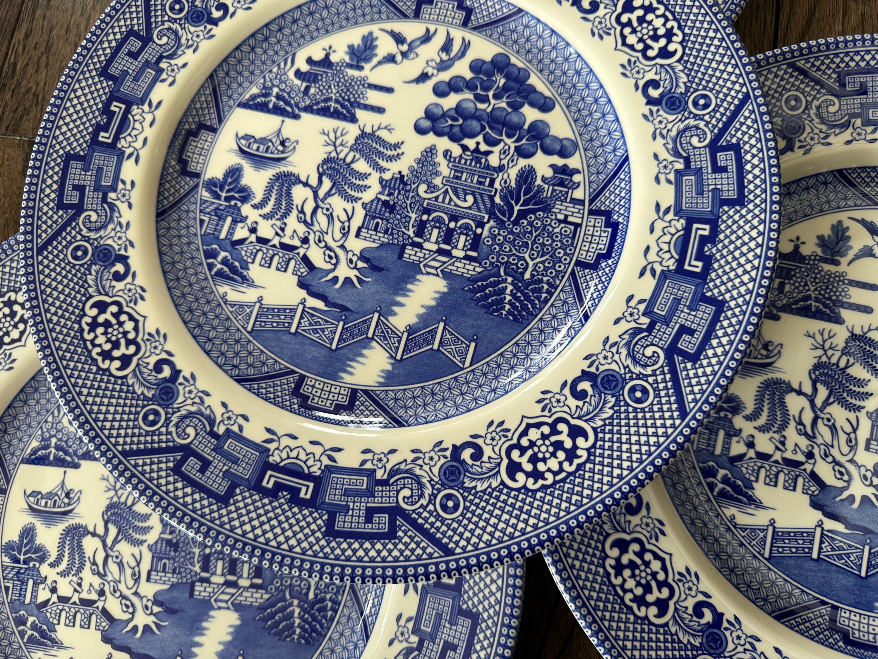 Royal Stafford Blue Willow Dinner Plates 10.75” — Made in England, detail view 5