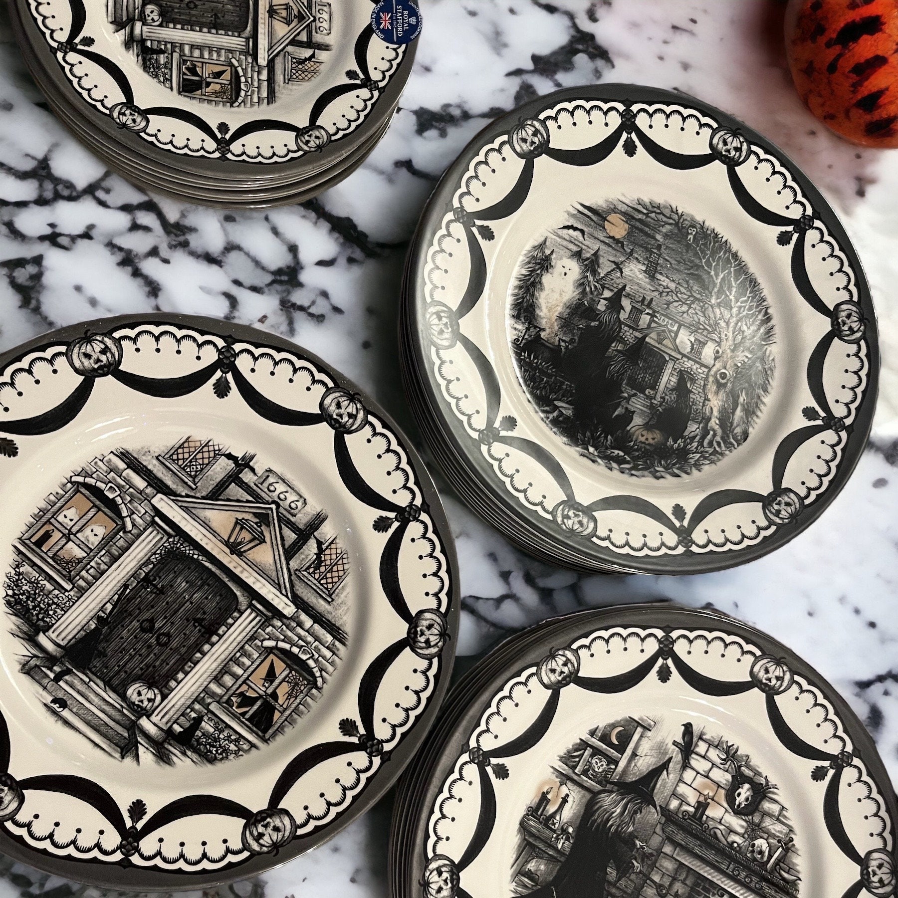 Halloween Dinner Plate: Royal Stafford England Wicked Witches Coven (11"), front view