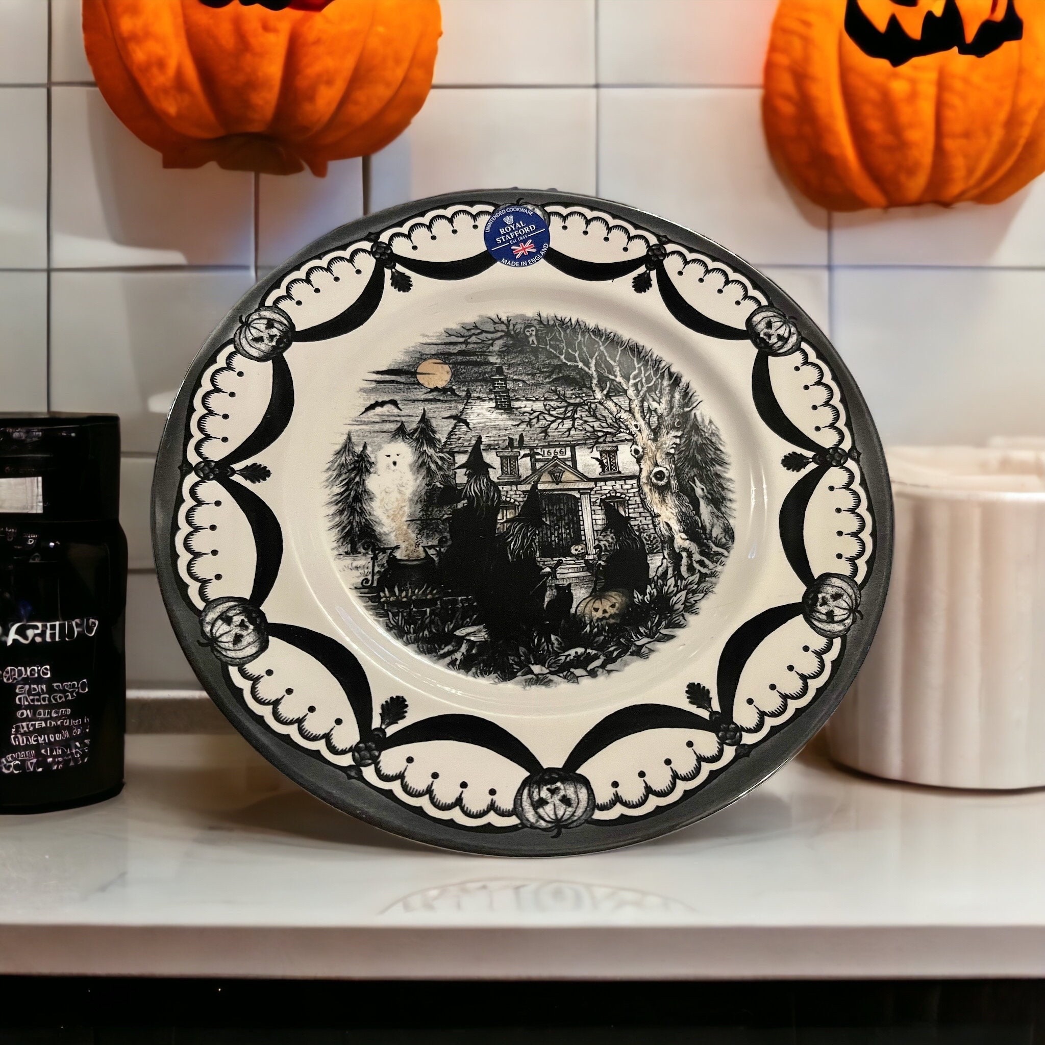 Royal Stafford Halloween Dinner Plates: Wicked Witches Coven Transferware (Set of 4), detail view 2