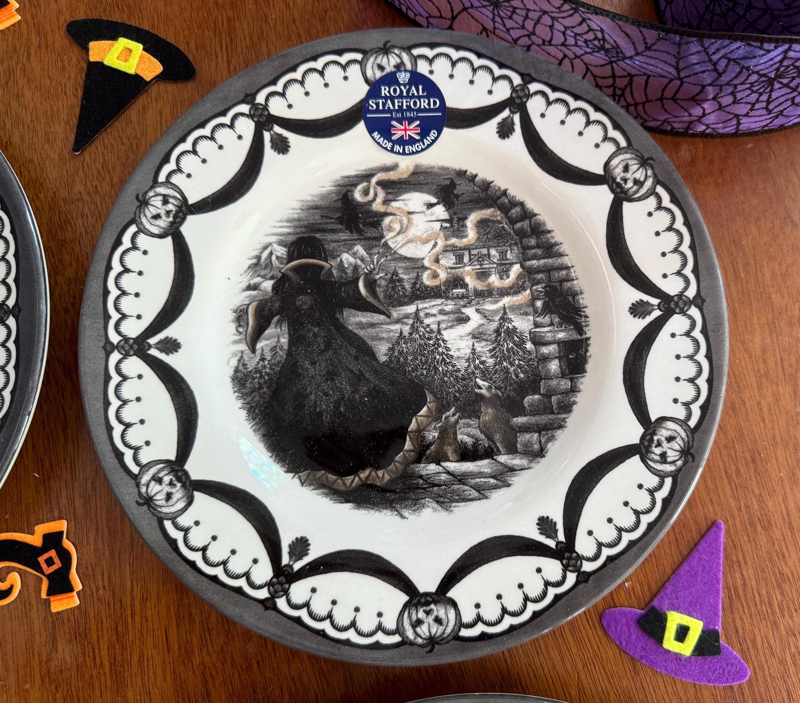Royal Stafford Halloween Dinner Plates: Wicked Witches Coven Transferware (Set of 4), detail view 4
