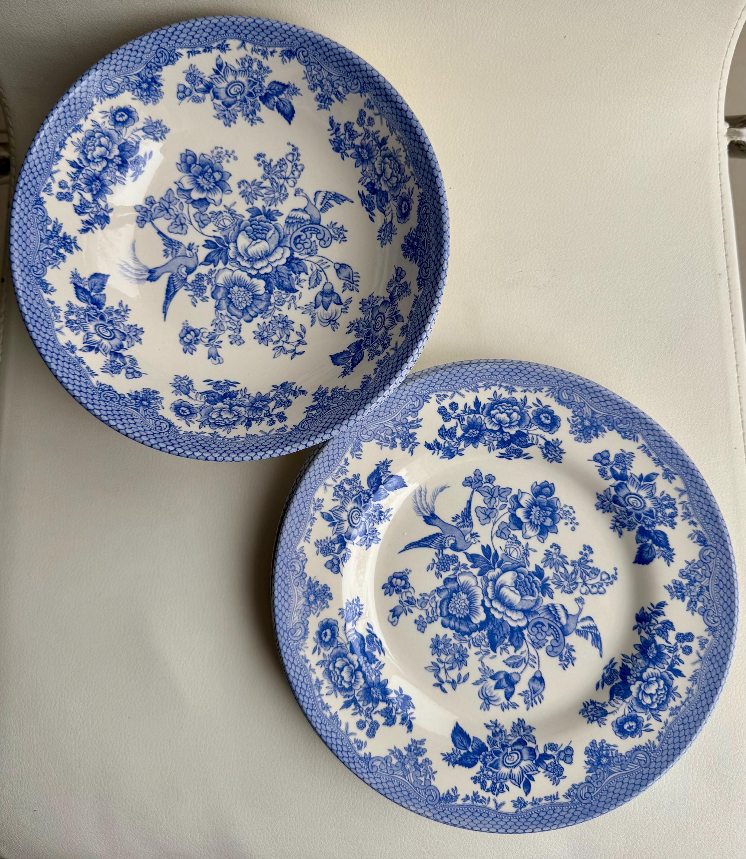 Royal Stafford - Plates or Bowls - Asiatic Pheasant Pattern - Blue & White Transferware - England, detail view 9