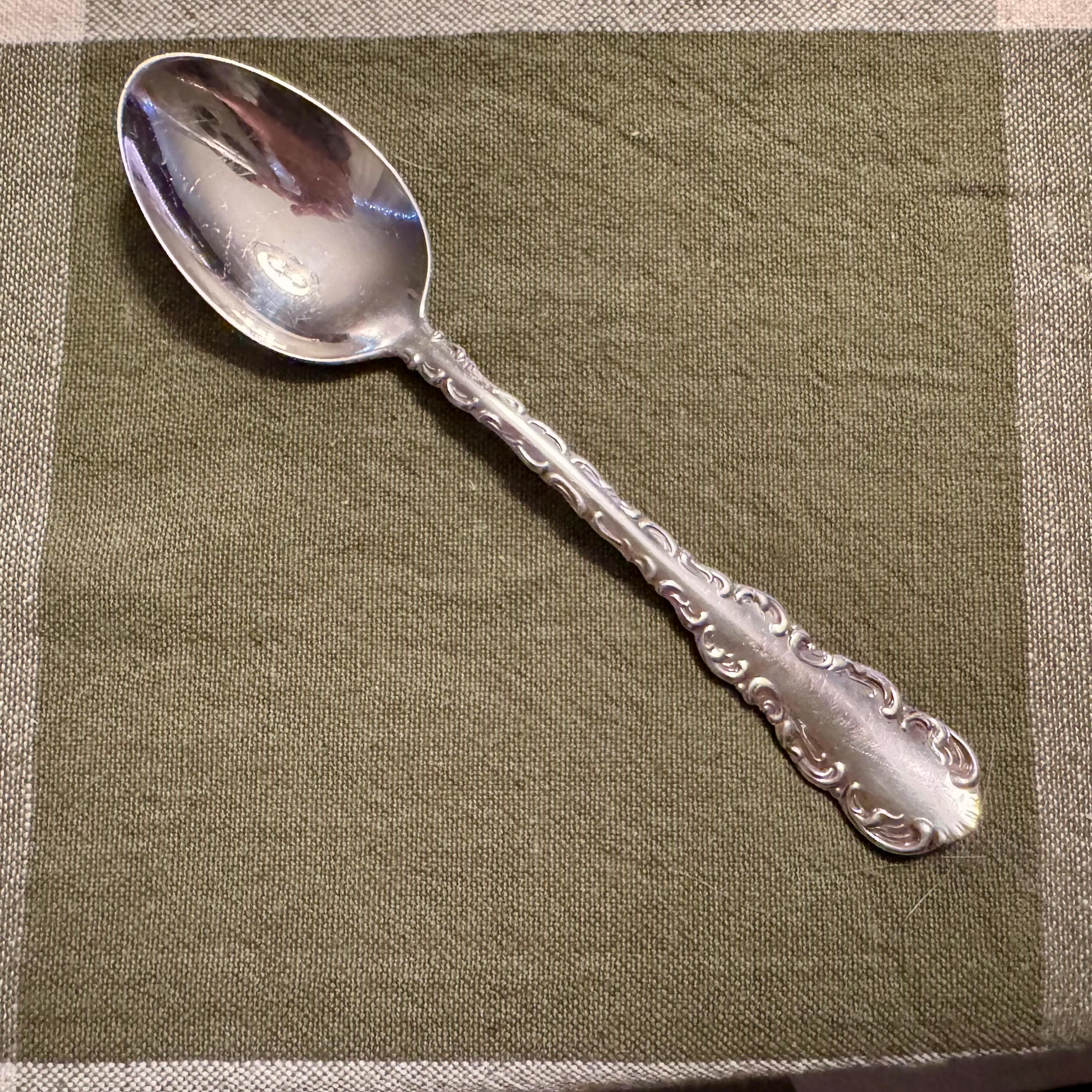 Vintage Birks Sterling Silver “Louis XV” Teaspoon – 5 3/8” – Sold Individually, front view