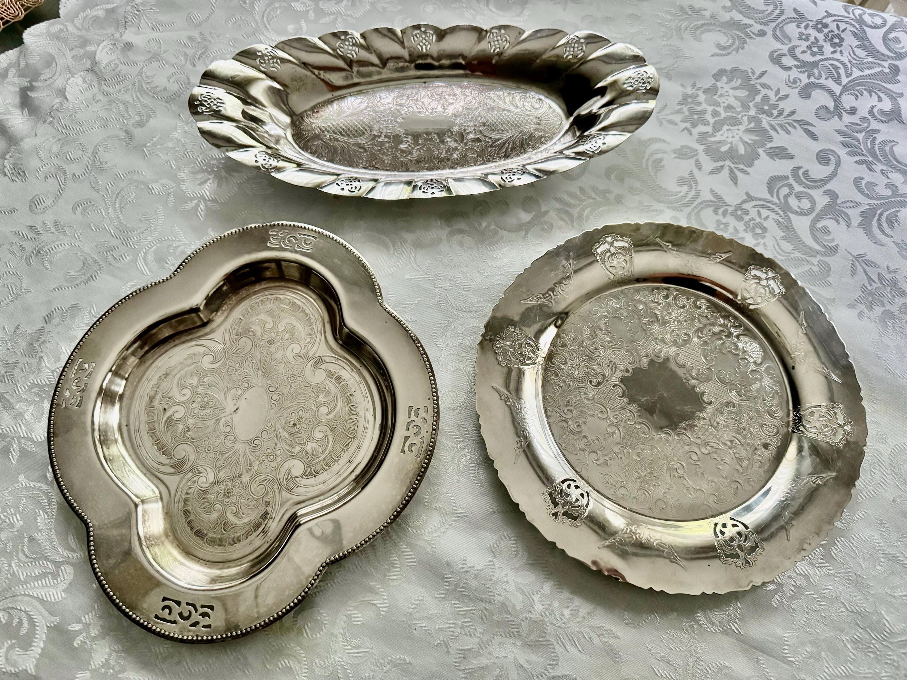 Vintage Canadian Silverplated Perforated Trays – Variety of Designs – Made in Canada – Sold Individually, front view