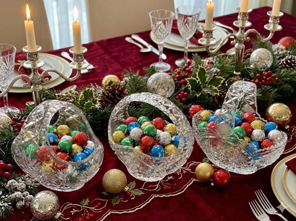 Vintage Cut Crystal Pinwheel or Starburst Decorative Baskets – Choose Your Favorite, front view