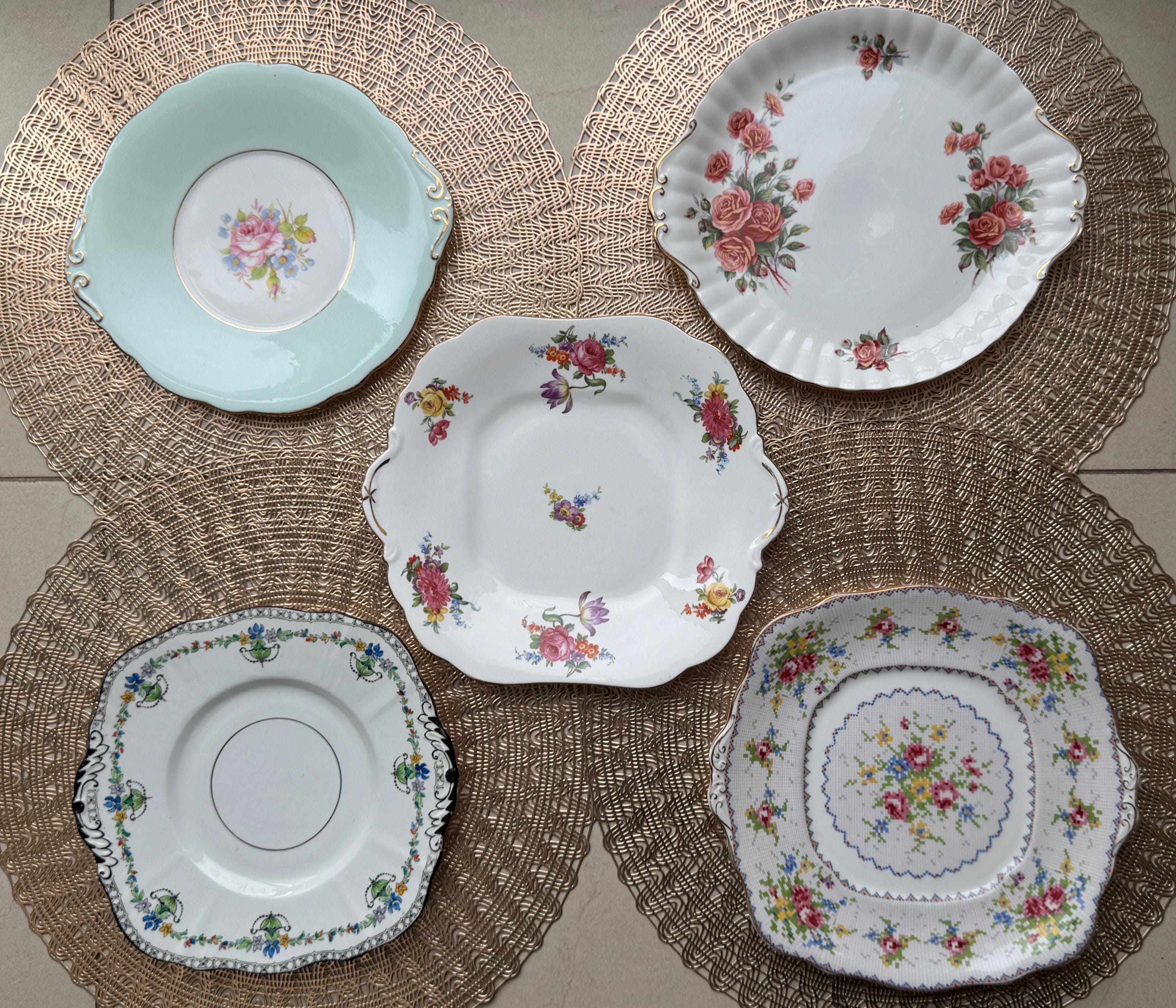 Vintage Fine Bone China - Handled Cake Plates - Made in England - Sold Individually, front view