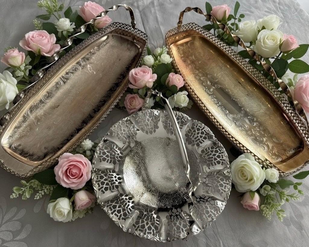 Vintage Mayell Silver Plated Baskets – EP Steel – Made in England, front view