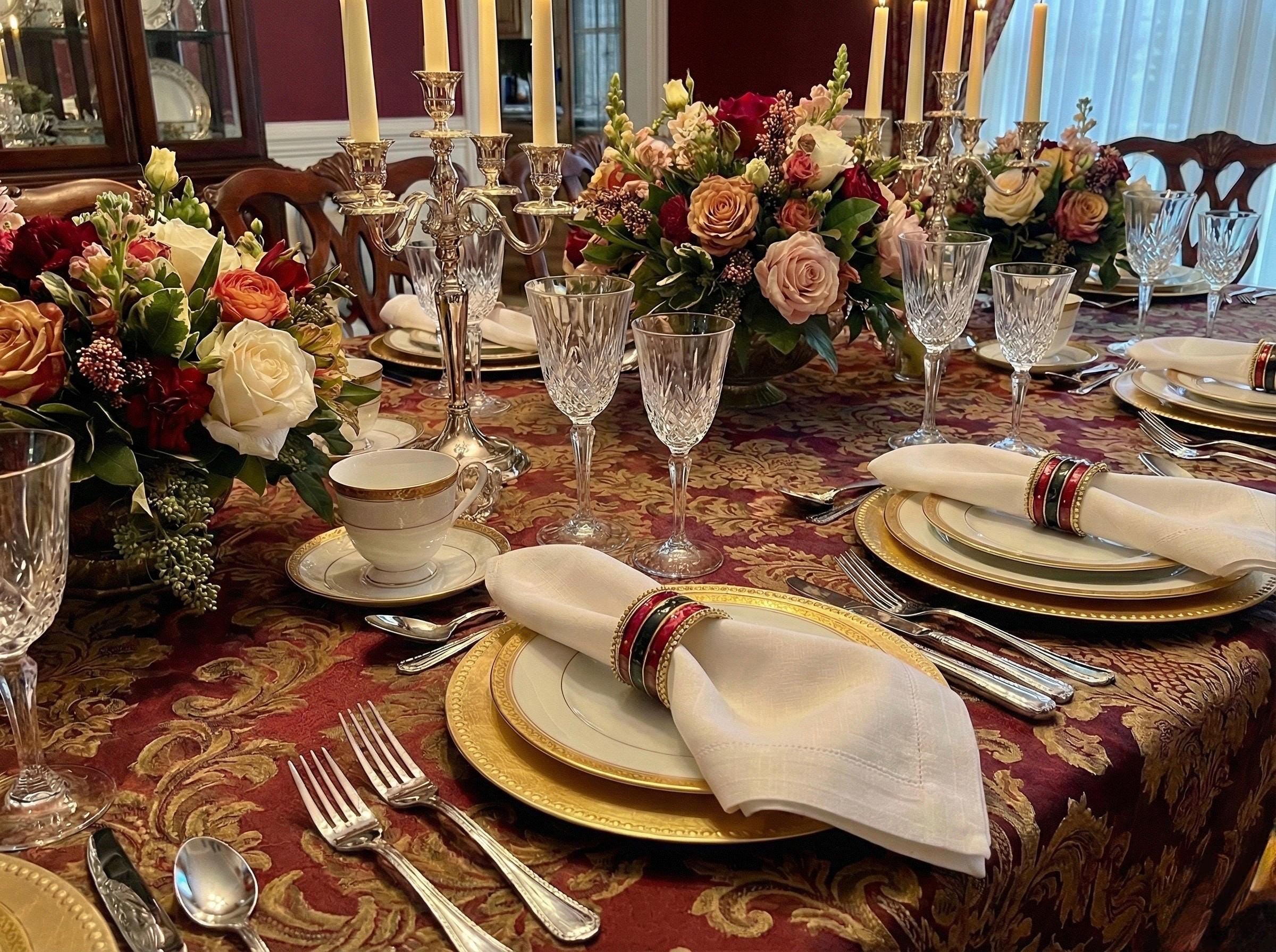 Vintage Pier 1 Brass & Enamel Napkin Rings – Set of 10, front view