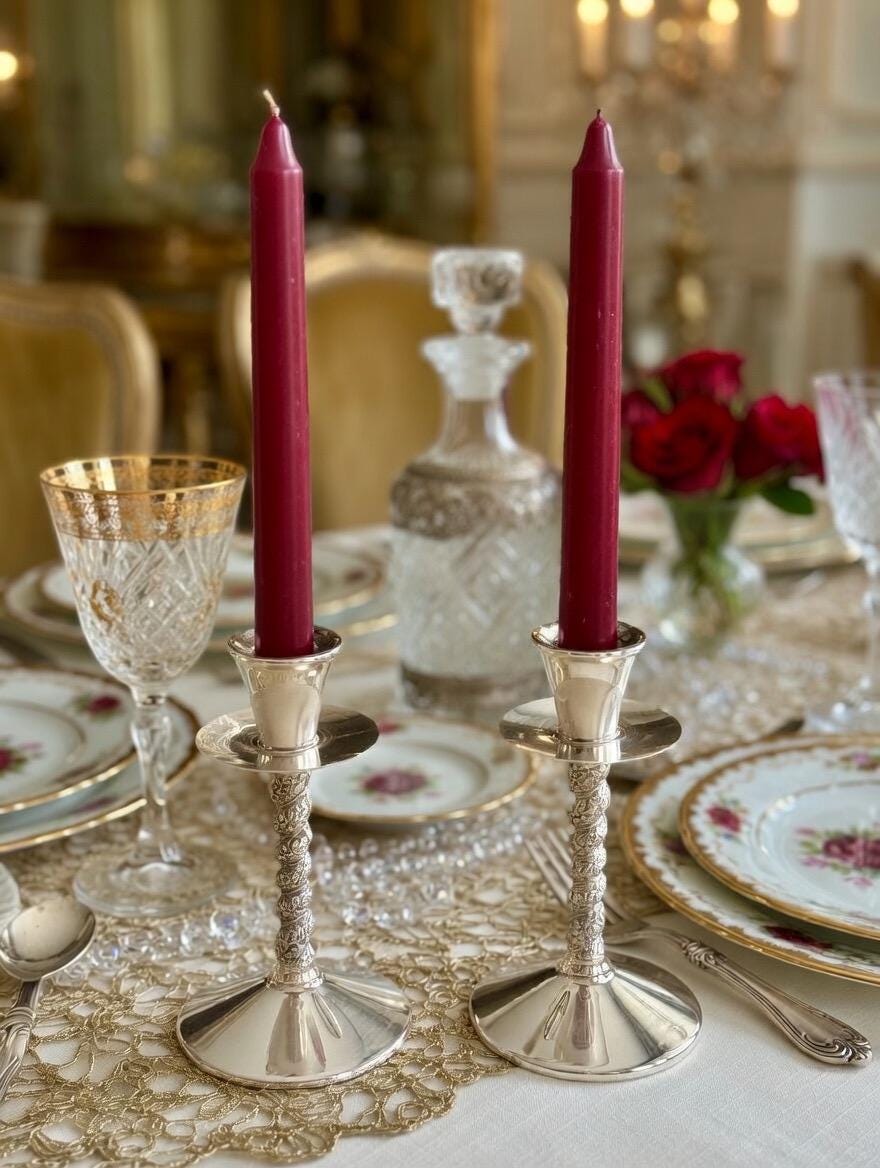 Vintage Primrose Silverplate Candlesticks – Pair – Mid-Century English Taper Candle Holders, front view