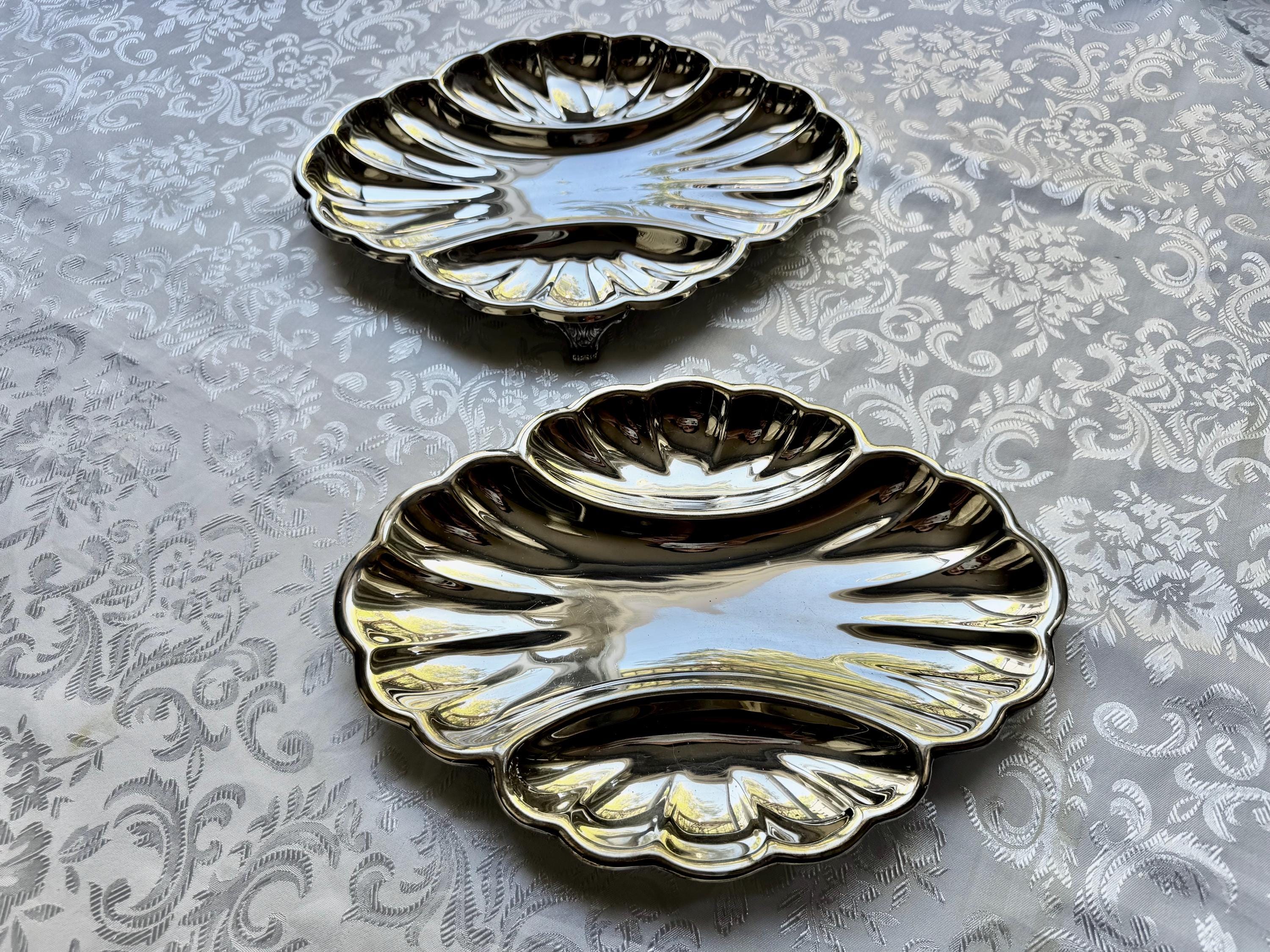 Vintage Silver-Plated Divided Trays – Birks Regency & WM Rogers, front view