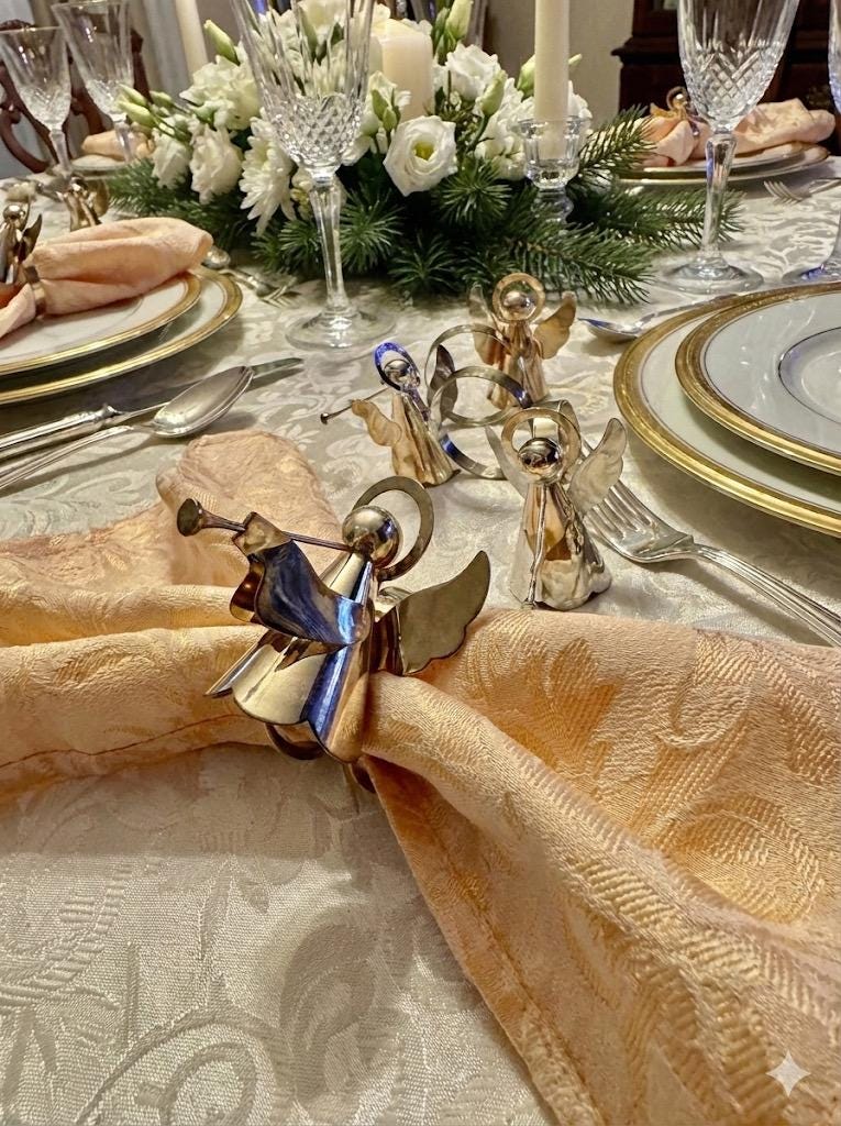 Vintage Silverplate Angel Napkin Rings – Set of 6 – Made for Eaton Toronto, front view