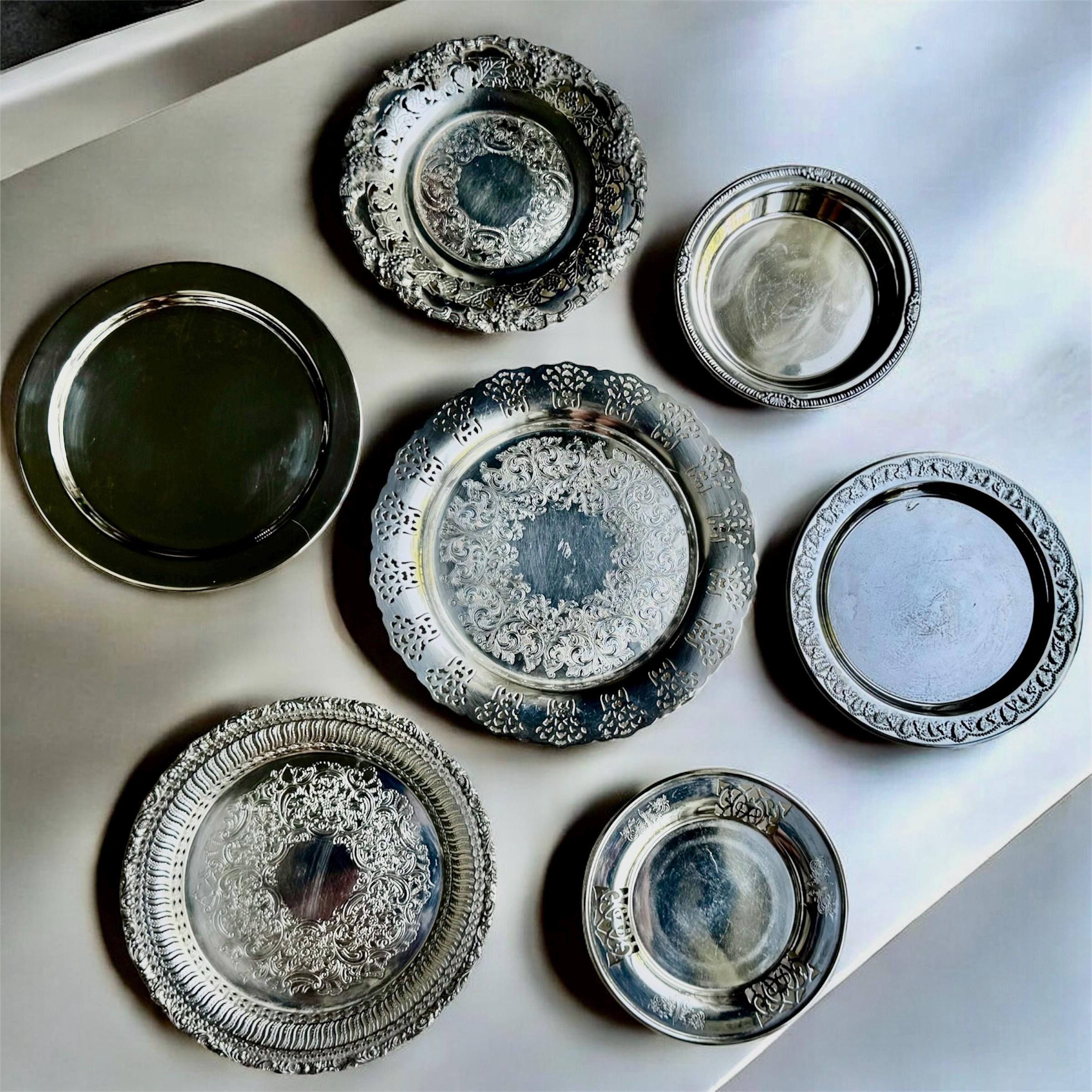 Vintage Silverplate Round Trays – Assorted Designs – Small to Medium Size – Sold Individually, front view